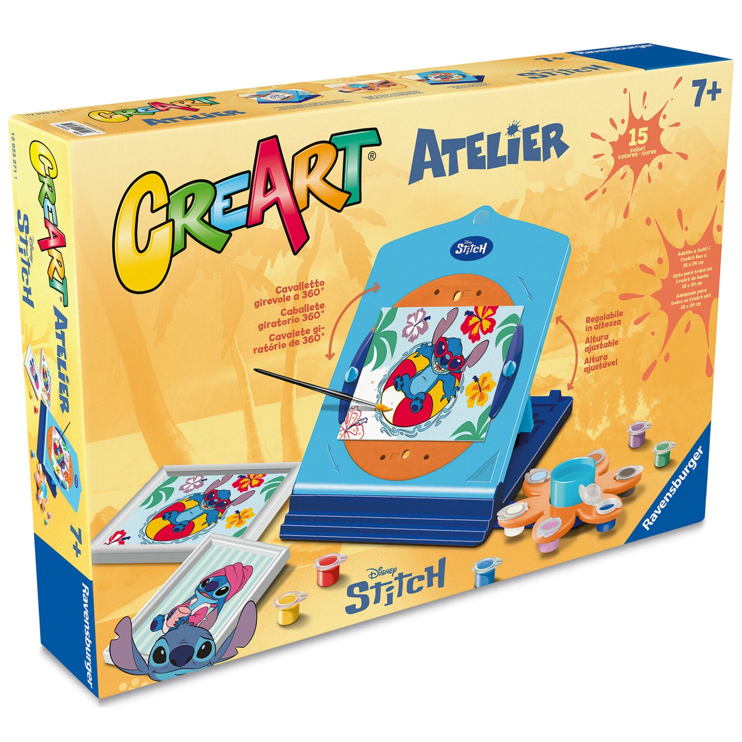 Ravensburger - il mio fantastico atelier disney stitch, set con cavalletto tema stitch, dipingere con i numeri, gioco creativo bambini 7+ anni - CREART, RAVENSBURGER, Disney, Disney Stitch