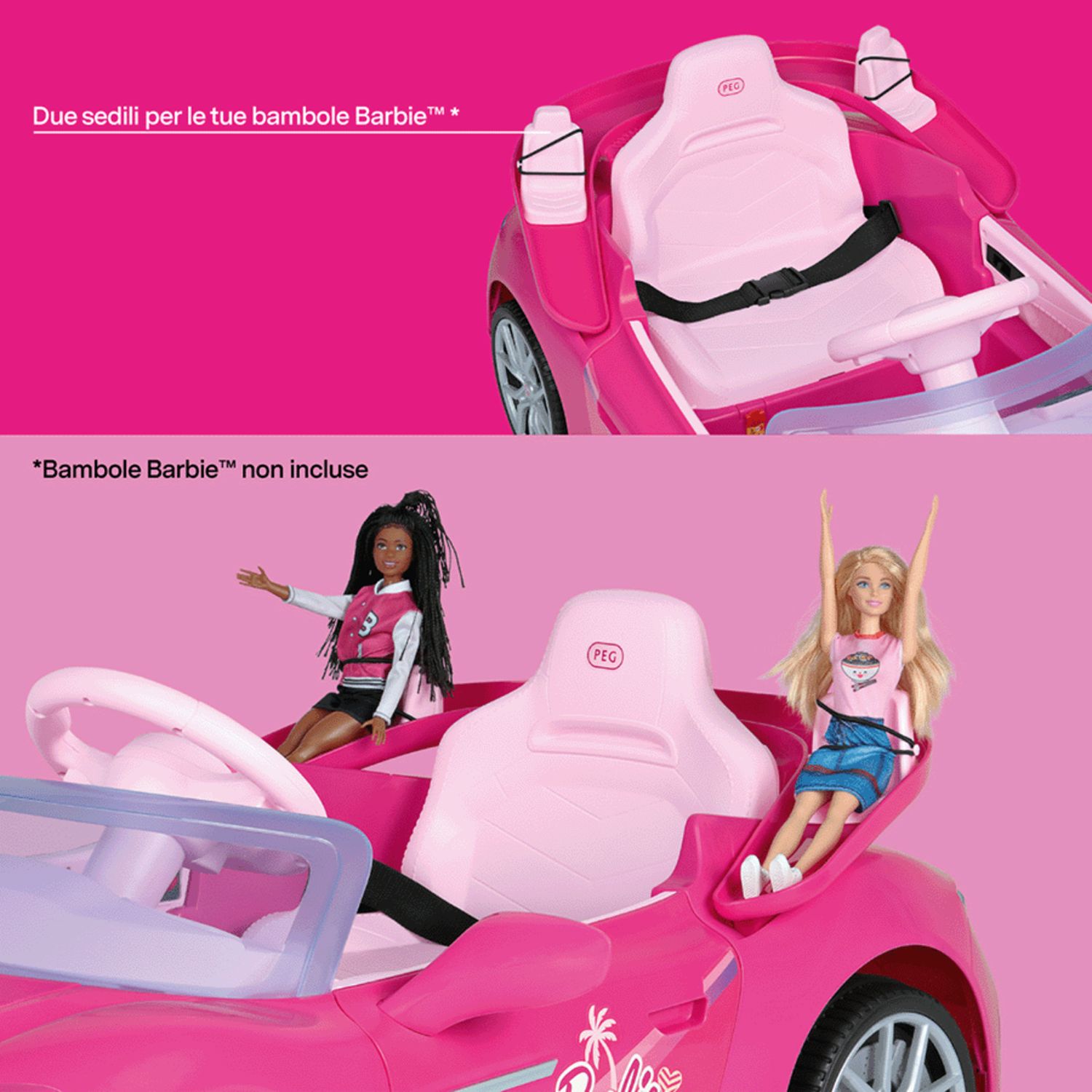 Barbie - veicolo elettrico radiocomando con luci, suoni e 2 sedili - Peg Perego