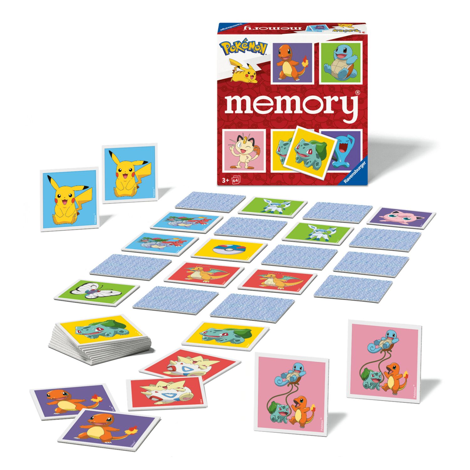 Ravensburger 24853 memory® pokémon - il famosissimo gioco di memoria con 32 coppie di carte, per 2-8 fan dei pokémon dai 3 anni in su - POKEMON