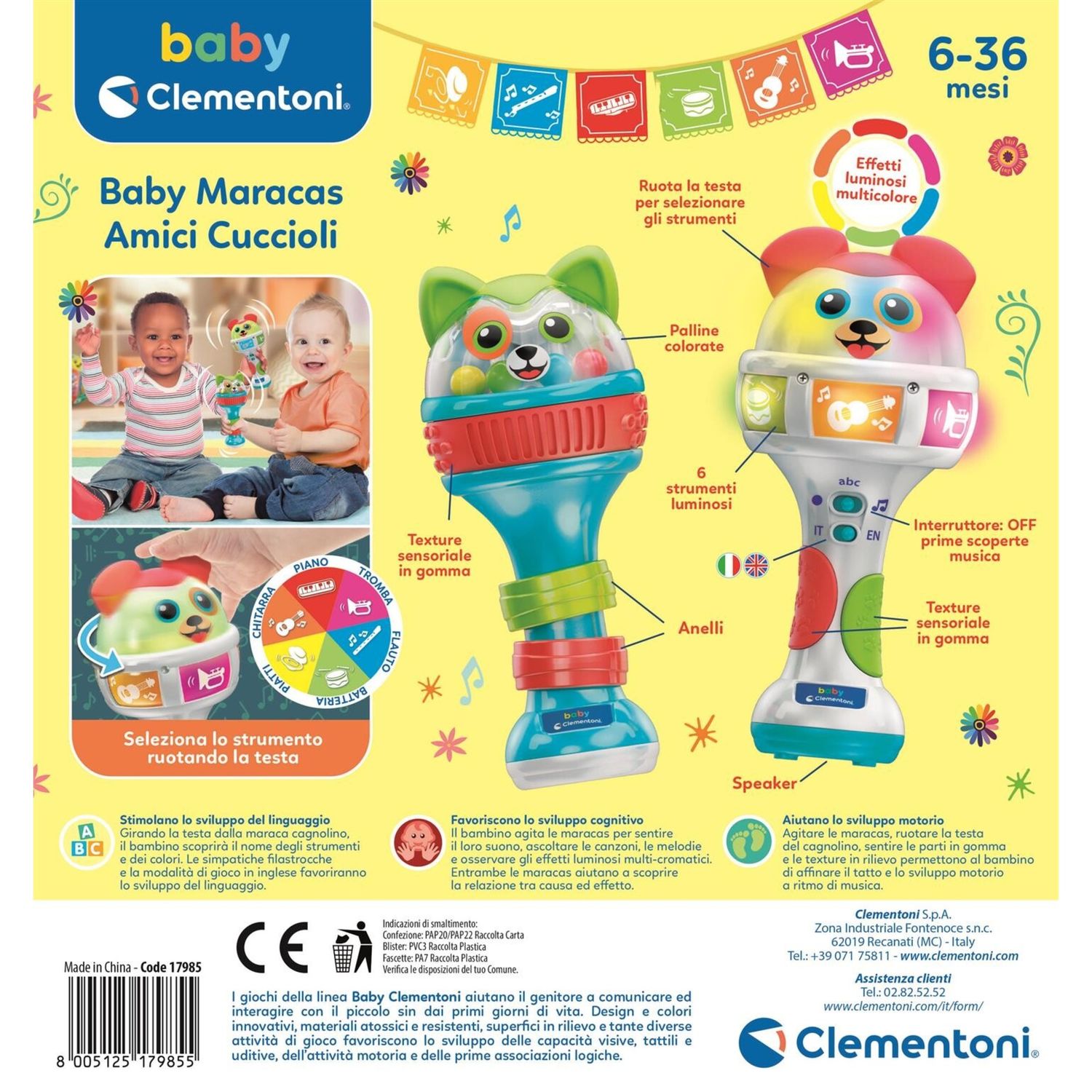 Clementoni - baby maracas amici cuccioli - 17985 - CLEMENTONI