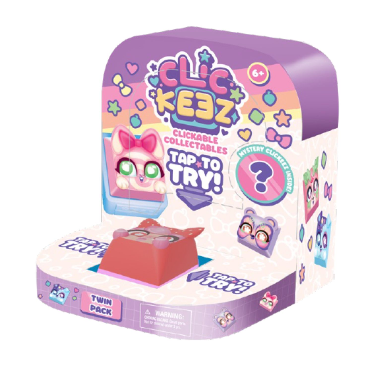 Goliath CLICKEEZ Portachiavi Deluxe - 7 Sorprese Cliccabili + Cordino - 70 Personaggi Kawaii Da Collezionare - Giocattolo Fidget ASMR