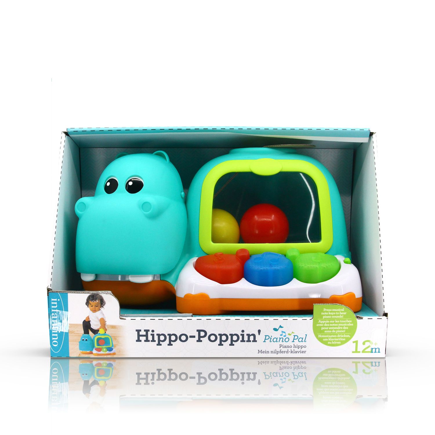 Hippo-poppin’ piano pal - ippopotamo musicale con palline e luci - 12m+ - INFANTINO