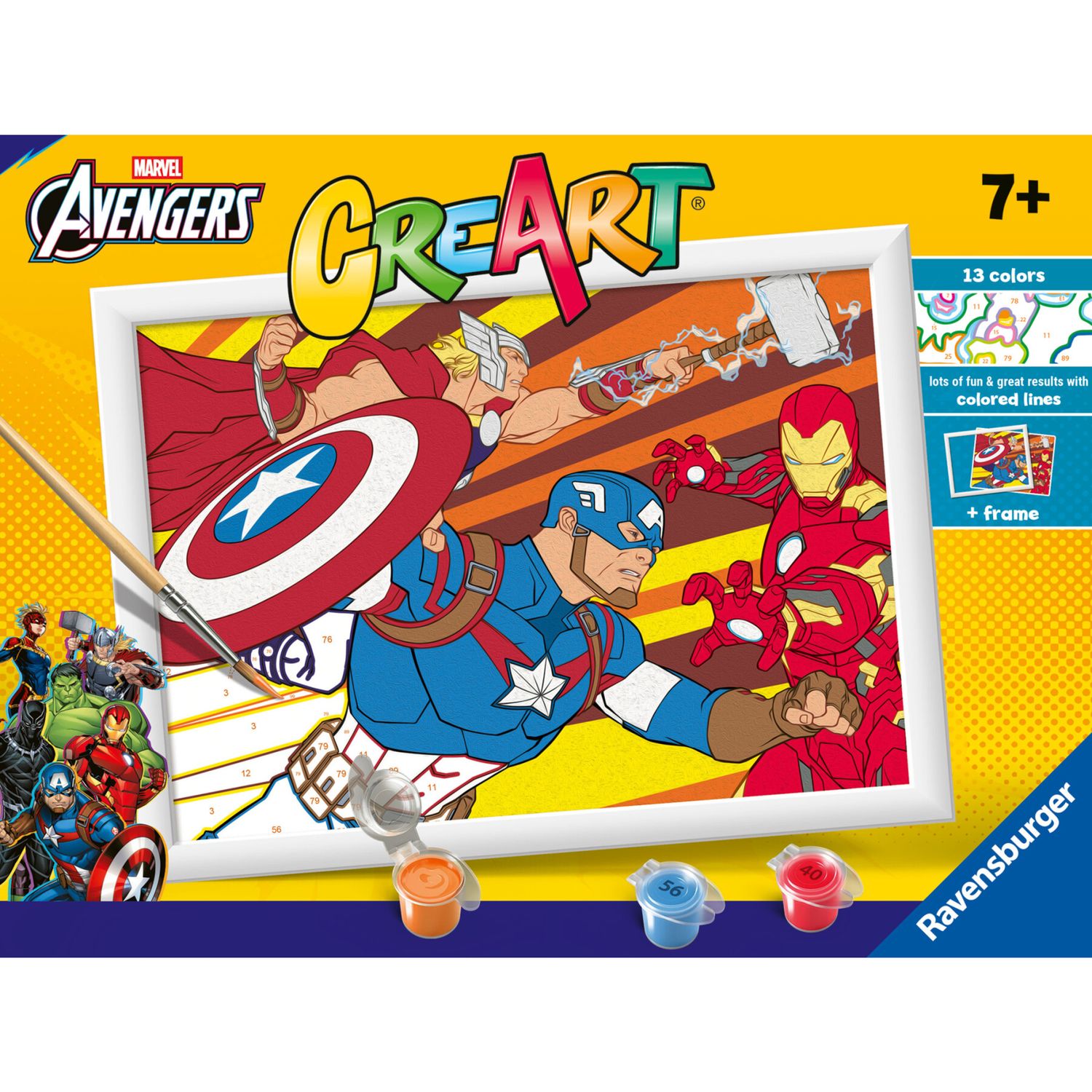 Ravensburger - creart serie e captain america kit dipingi con numeri 7+ - Avengers