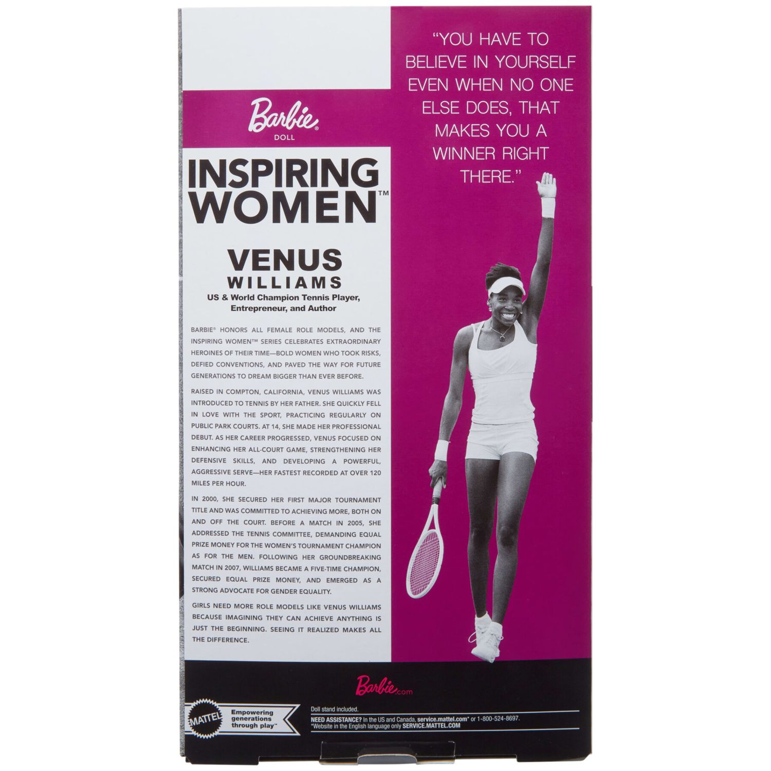 Barbie signature - venus williams serie inspiring women, bambola da collezione con completo da tennis e racchetta inclusa - Barbie