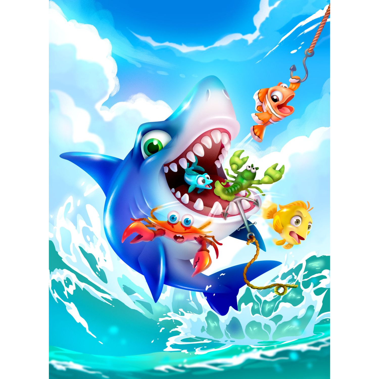 Sfida lo squalo – gioco da tavolo interattivo per bambini dai 4 anni – gioco d’azione e riflessi – pesca e sorprese - 