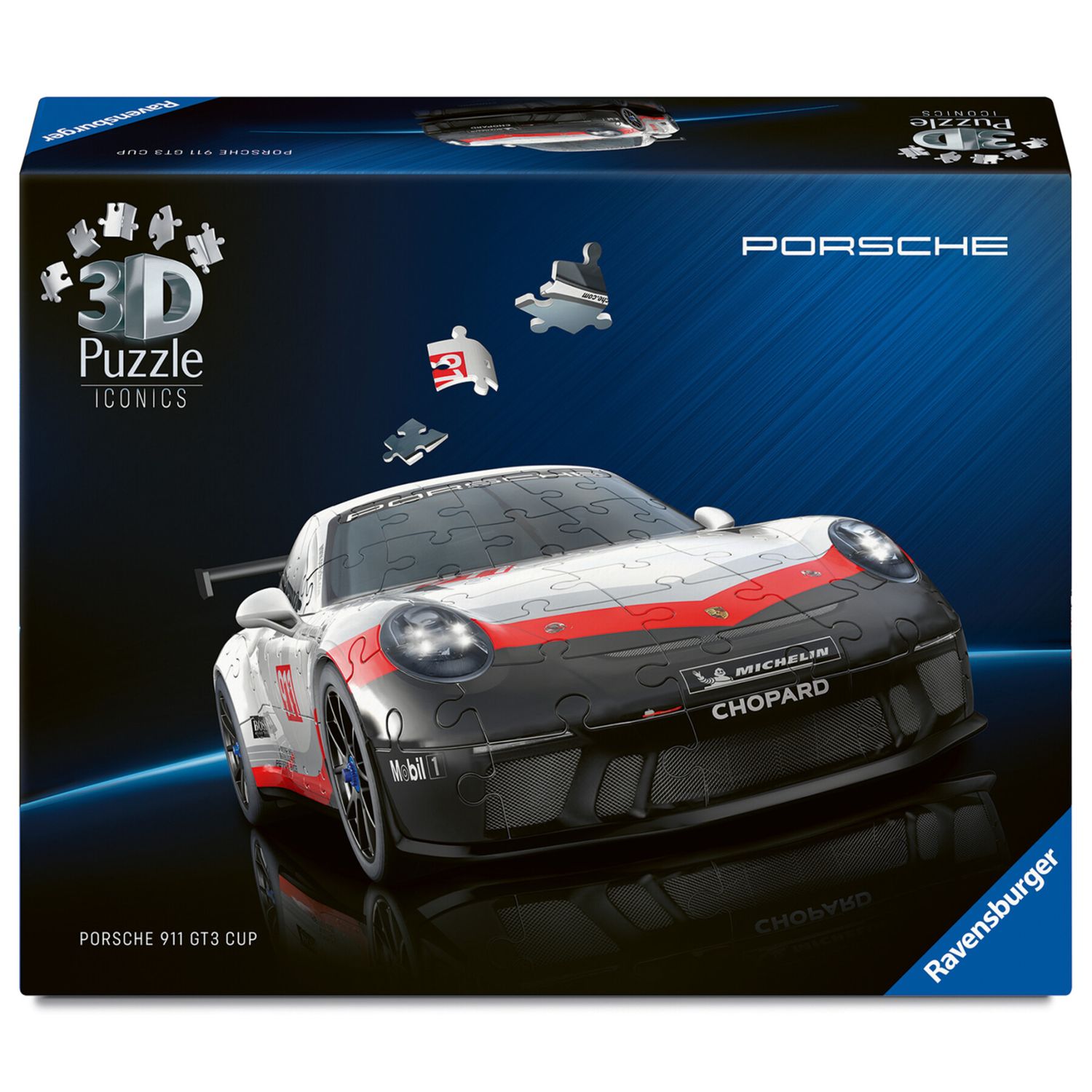 Puzzle 3d iconico: porsche 911 gt3 cup - una vera icona delle auto sportive in un dettagliato modello in scala 1:18 - RAVENSBURGER