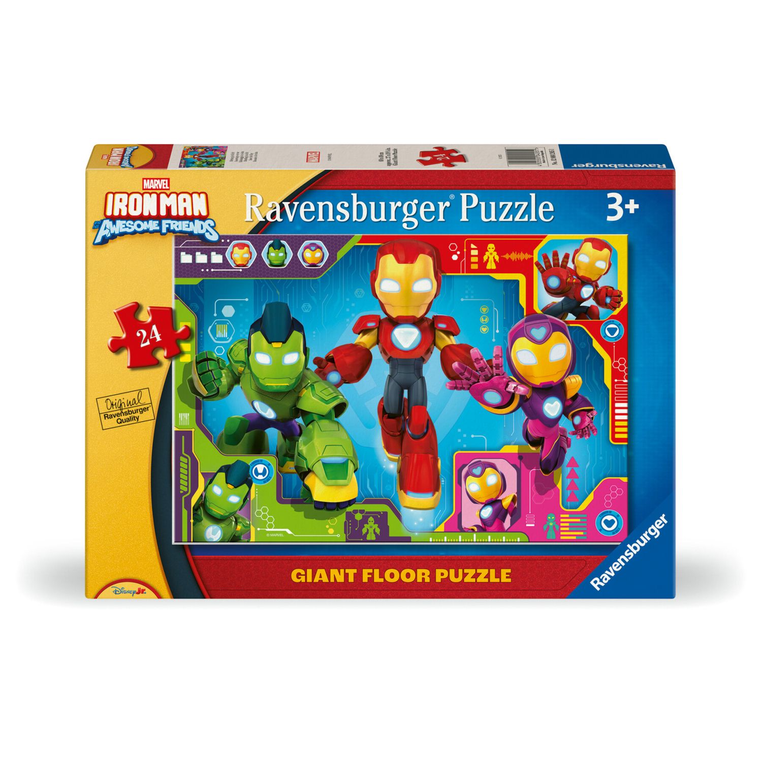 Puzzle iron man & his awesome friends, collezione 24 giant pavimento, 24 pezzi, età raccomandata 3+ anni - RAVENSBURGER