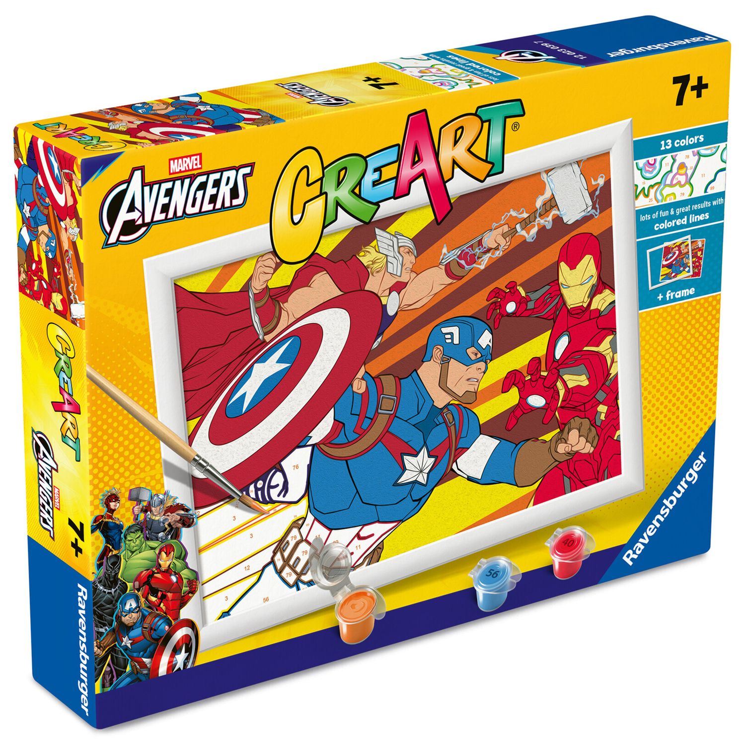 Ravensburger - creart serie e captain america kit dipingi con numeri 7+ - Avengers