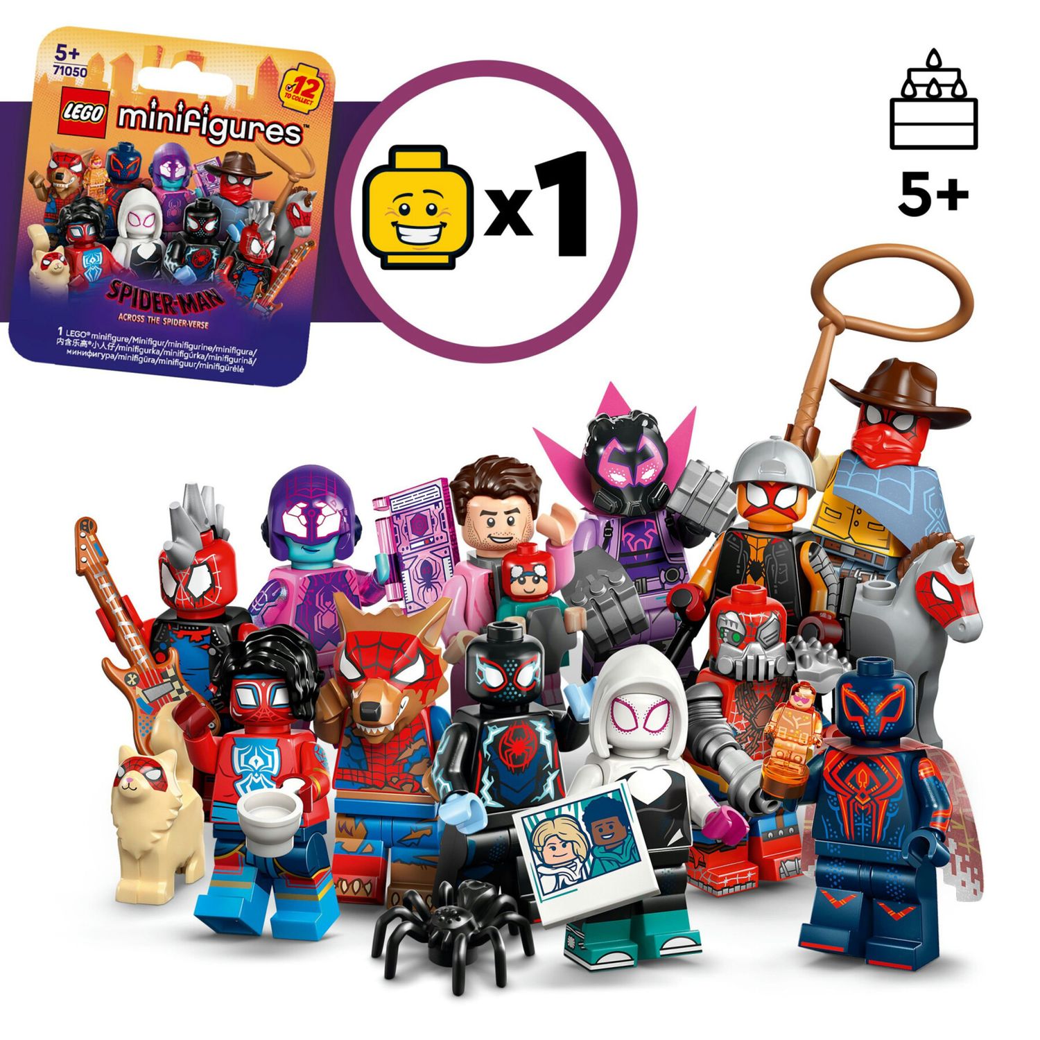 Lego minifigures 71050 spider-man across the spider-verse, 1 personaggio a sorpresa 5+ - LEGO SUPER HEROES, MARVEL, Spiderman
