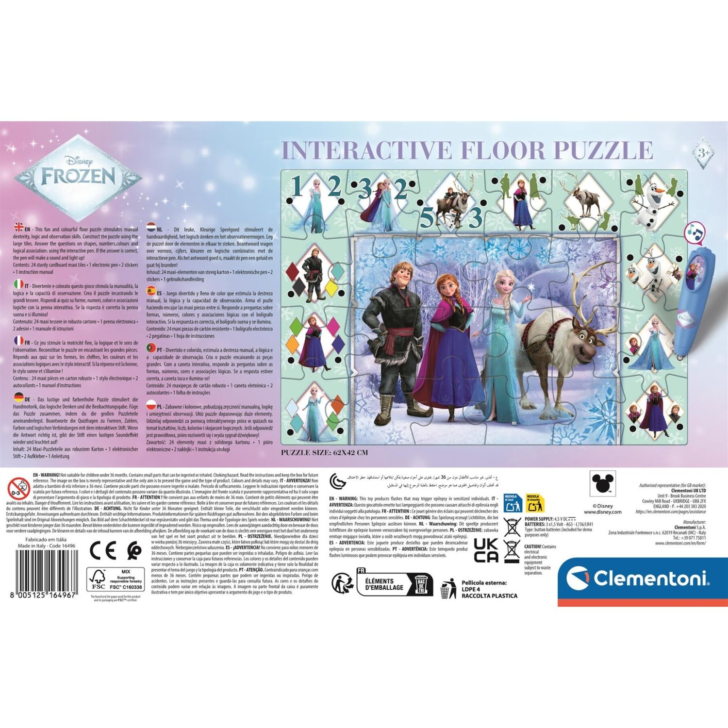 Clementoni - interactive floor puzzle - frozen - 16496 - CLEMENTONI, Frozen