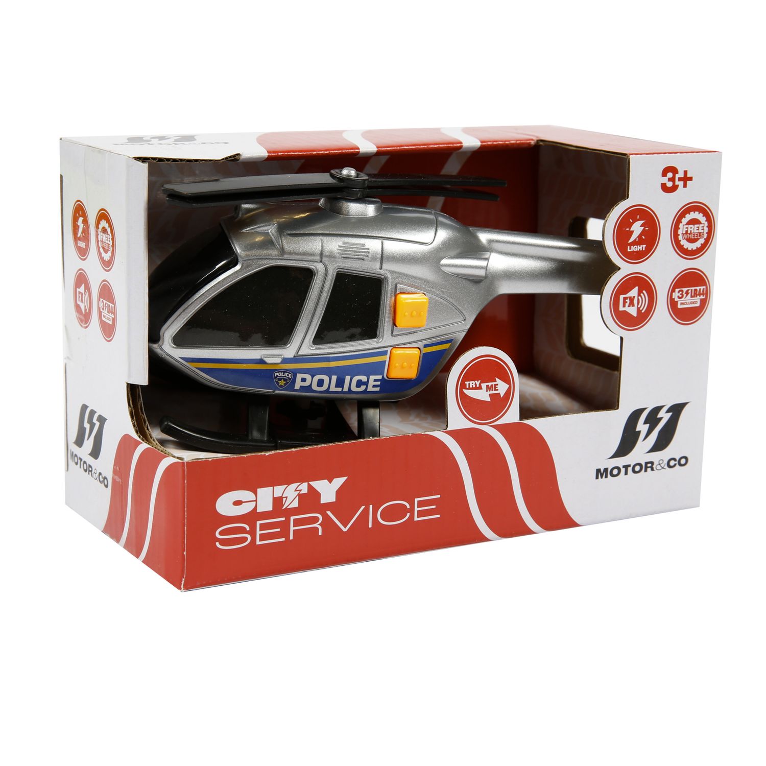 Mini veicoli emergenza con luci e suoni - camion ed elicottero assortito - 