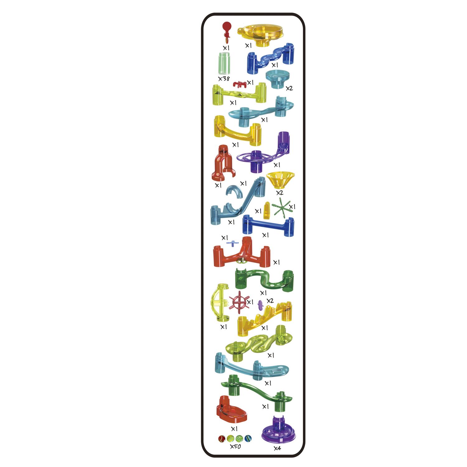 Torre delle biglie con 72 pezzi modulari e 50 biglie colorate - ZIG ZAG