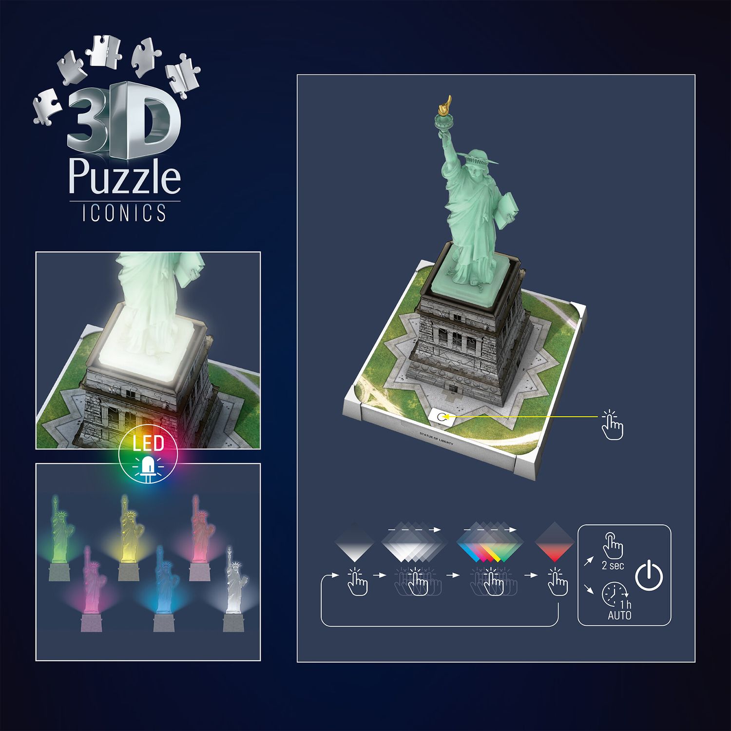 Puzzle 3d iconico: statua della libertà - replica dettagliata in un affascinante modello puzzle 3d - RAVENSBURGER