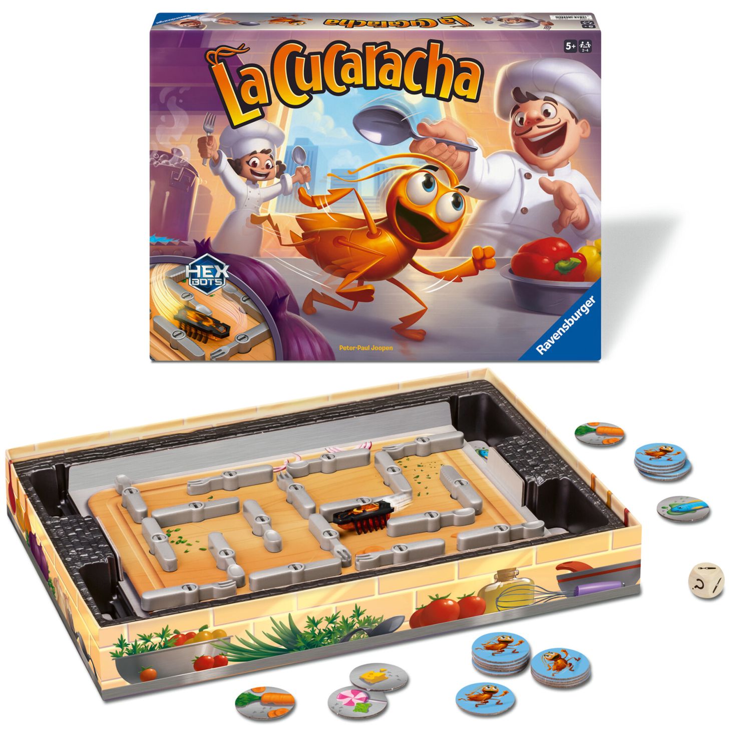 Ravensburger 22440 - la cucaracha - gioco d'azione con scarafaggio elettronico per grandi e piccini, per 2-4 giocatori, per bambini dai 5 anni - RAVENSBURGER