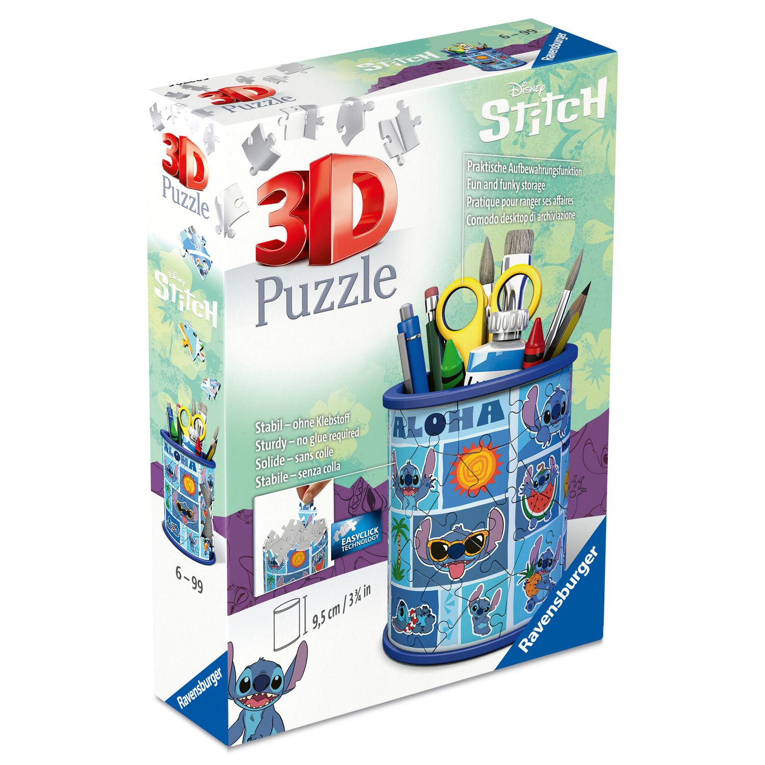 Puzzle 3d portapenne stitch, 54 pezzi, 6+ anni - Disney Stitch