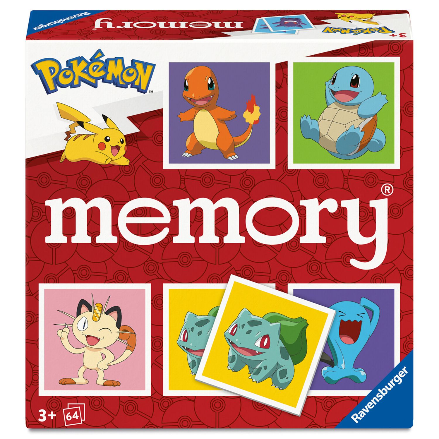 Ravensburger 24853 memory® pokémon - il famosissimo gioco di memoria con 32 coppie di carte, per 2-8 fan dei pokémon dai 3 anni in su - POKEMON