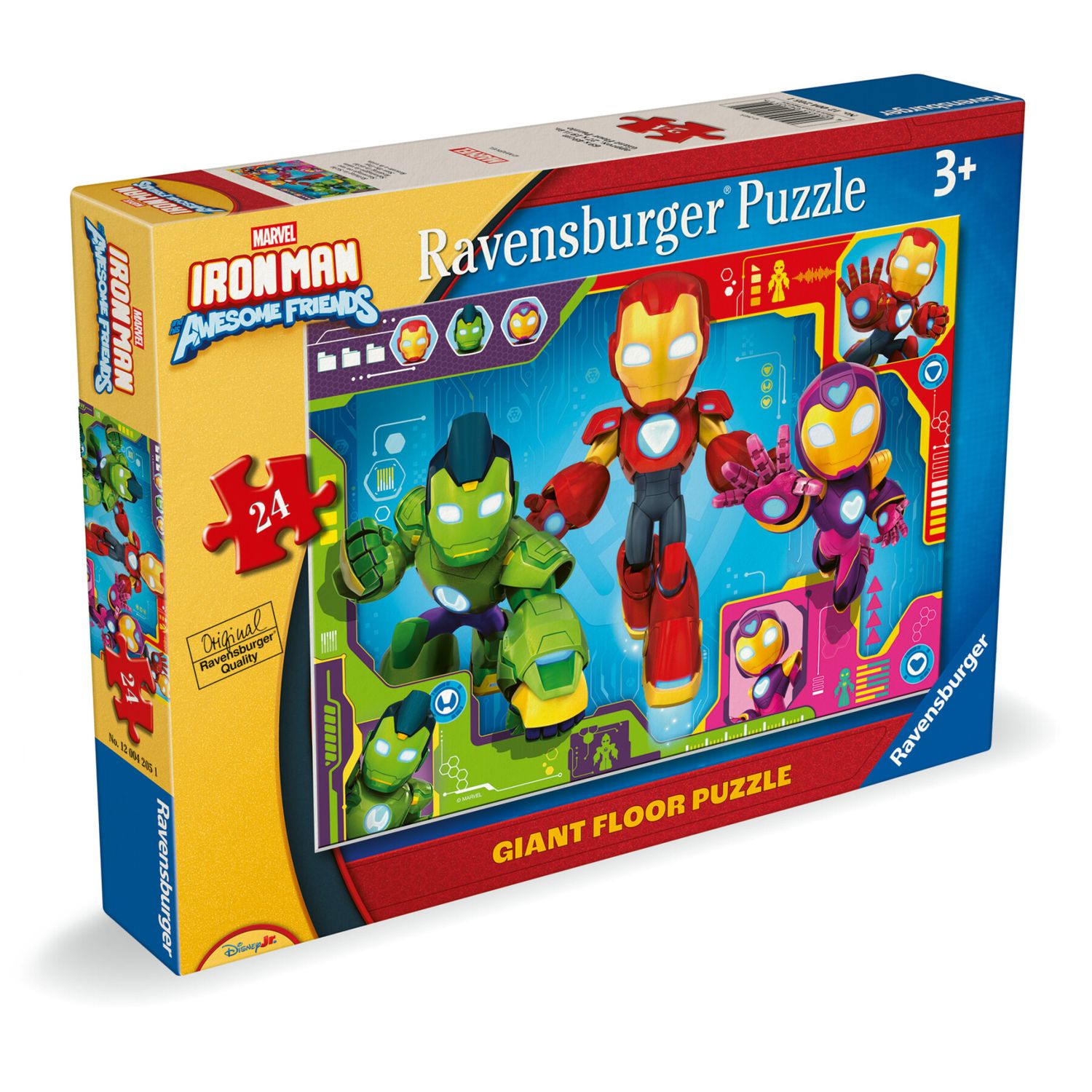Puzzle iron man & his awesome friends, collezione 24 giant pavimento, 24 pezzi, età raccomandata 3+ anni - RAVENSBURGER