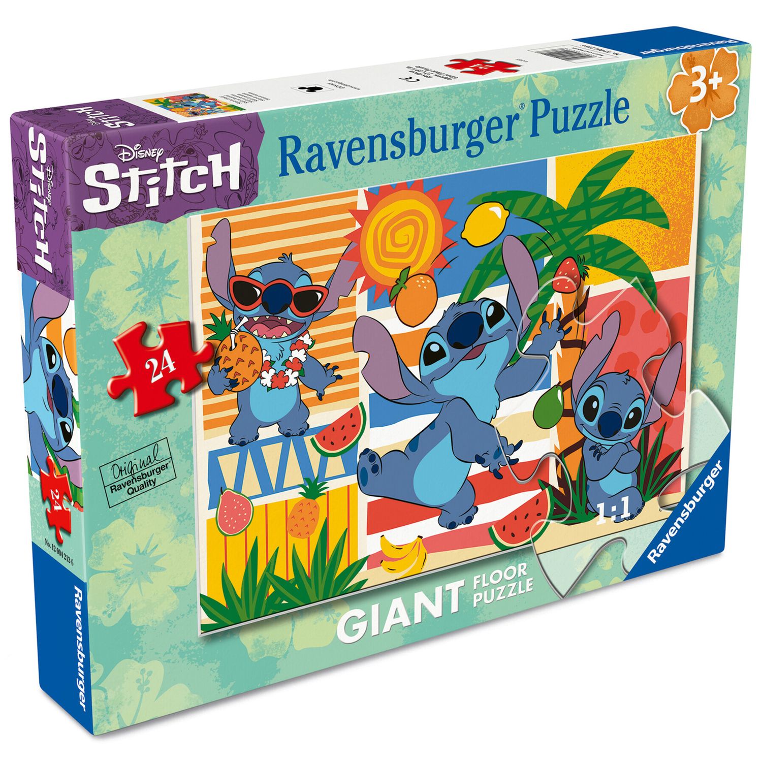 Ravensburger - puzzle stitch, collezione 24 giant pavimento, 24 pezzi, età raccomandata 3+ anni - Disney Stitch
