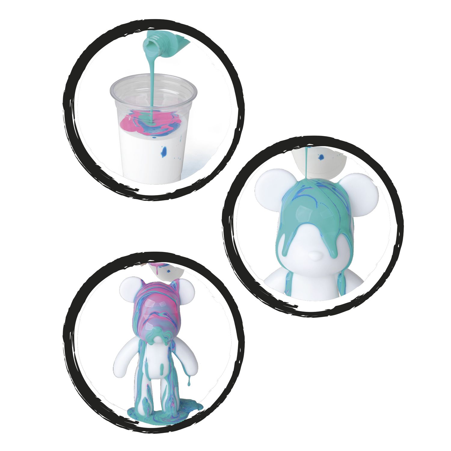 Fluid art orsetto 22cm – kit creativo con colori acrilici - CREA MANIA