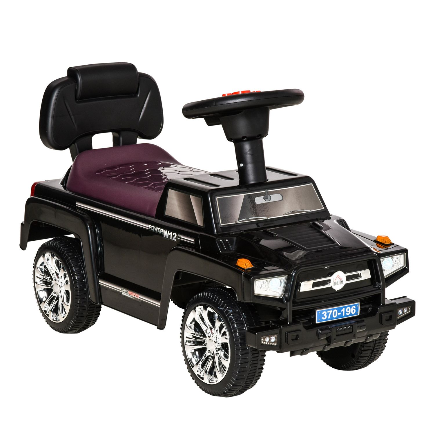 Macchina giocattolo cavalcabile fuoristrada per bambini, macchina bambini con fari e musiche, età 18-36 mesi, 68x30.5x41.5cm, nero - 