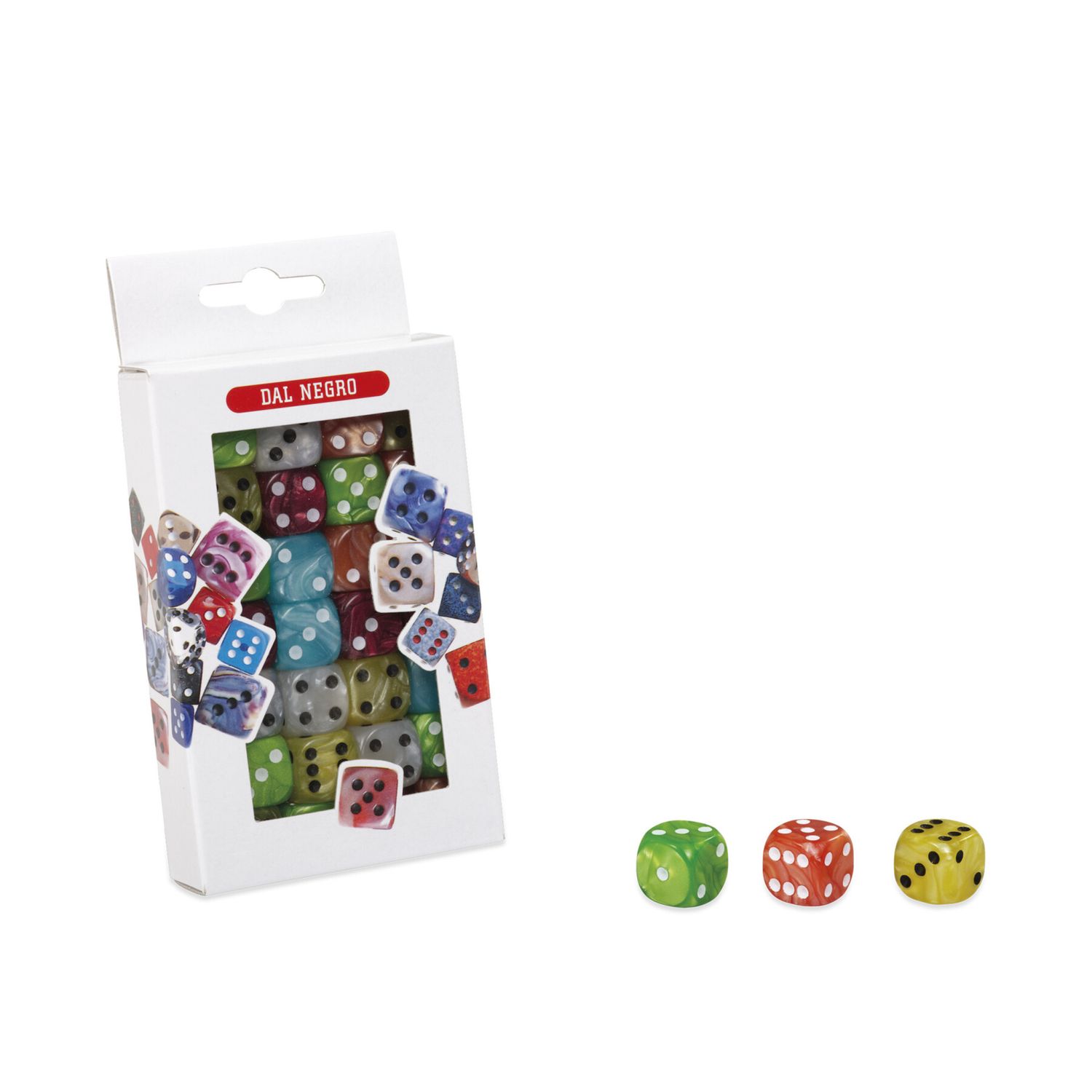 Astuccio con 28 dadi colorati 16 mm – dal negro - 