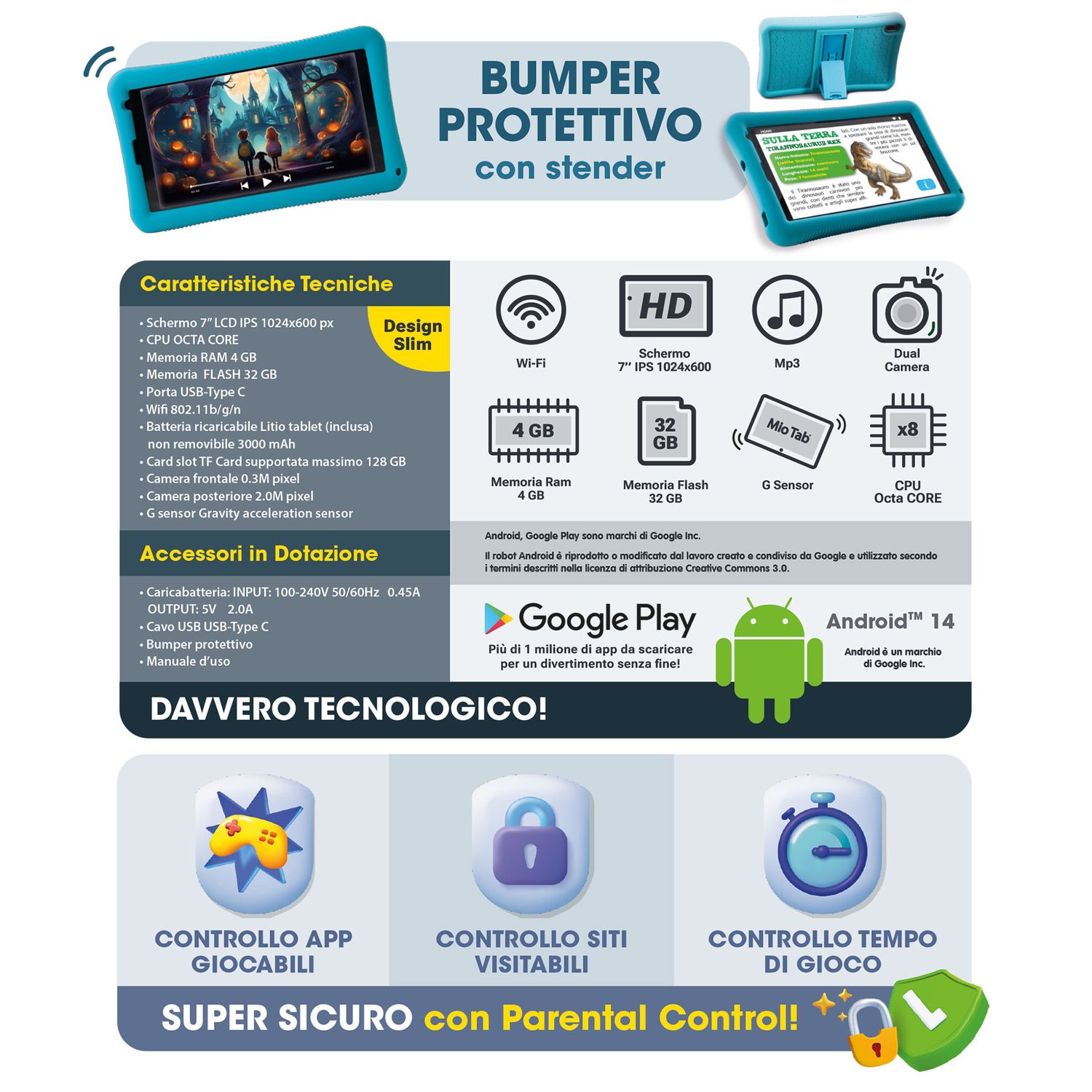 Mio tab 7" l.i.a. tablet educativo con intelligenza artificiale - lisciani - LISCIANI