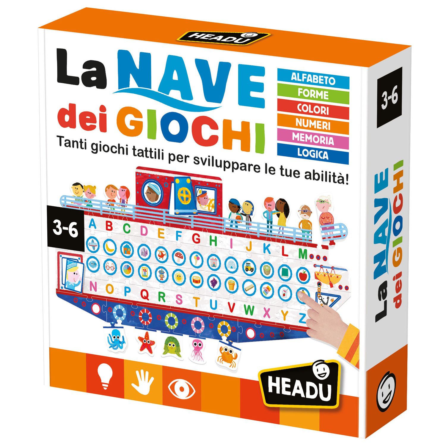Raccolta giochi tattili - scopri numeri, lettere e forme - HEADU