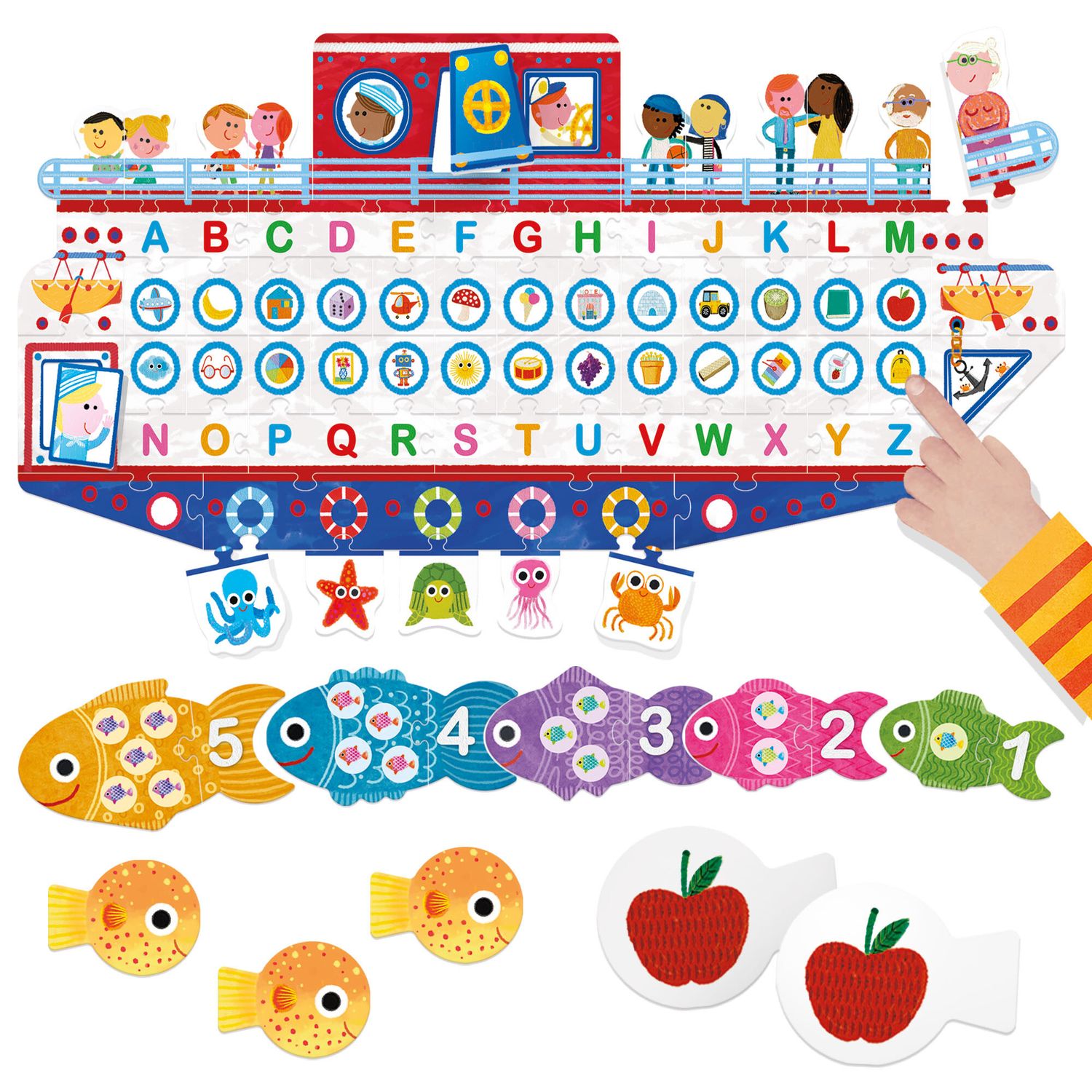 Raccolta giochi tattili - scopri numeri, lettere e forme - HEADU