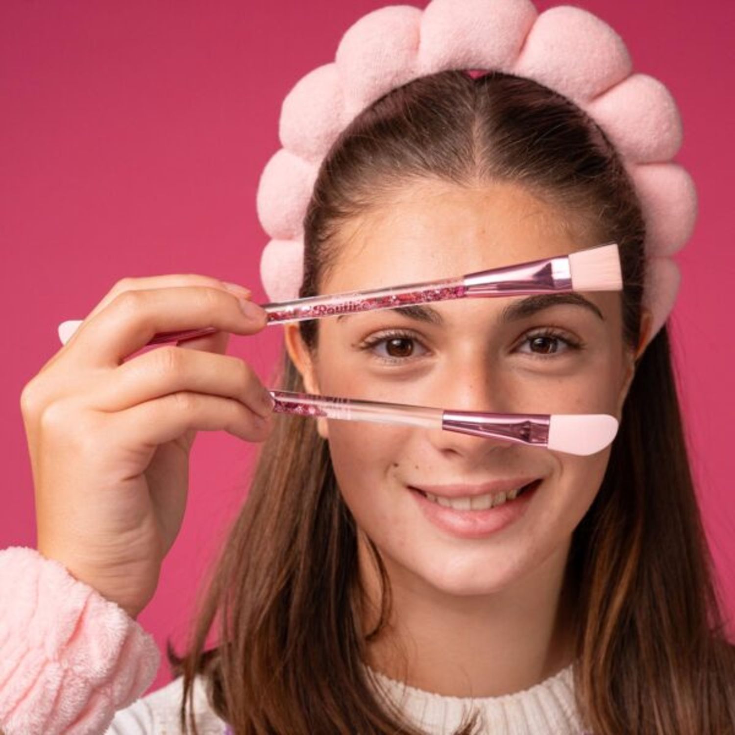 Beauty routine pennello spatola doppia testa – accessorio make up bambini - 