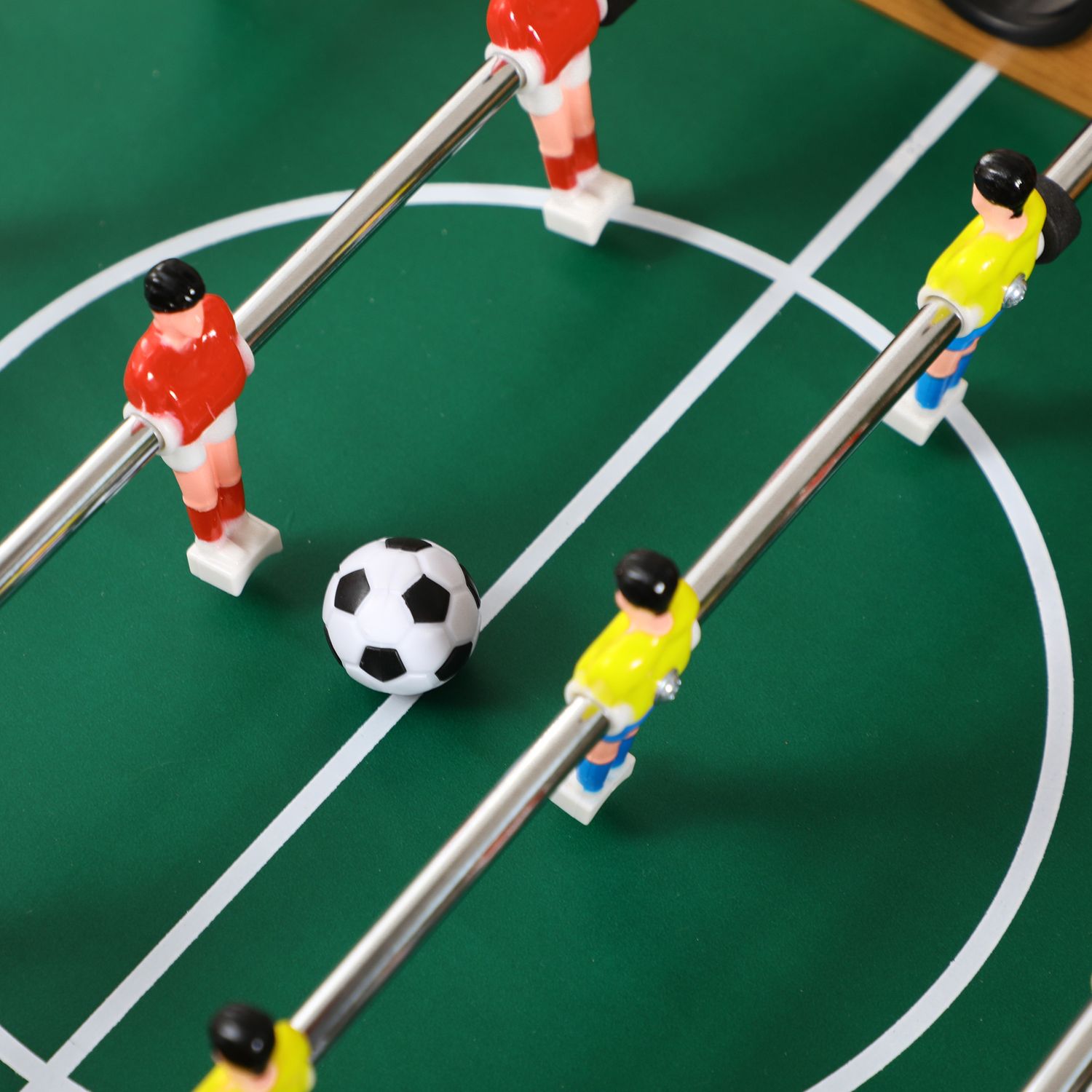 Calcio balilla pieghevole in legno con 6 aste, 18 giocatori e segnapunti, 69x37x70cm - 