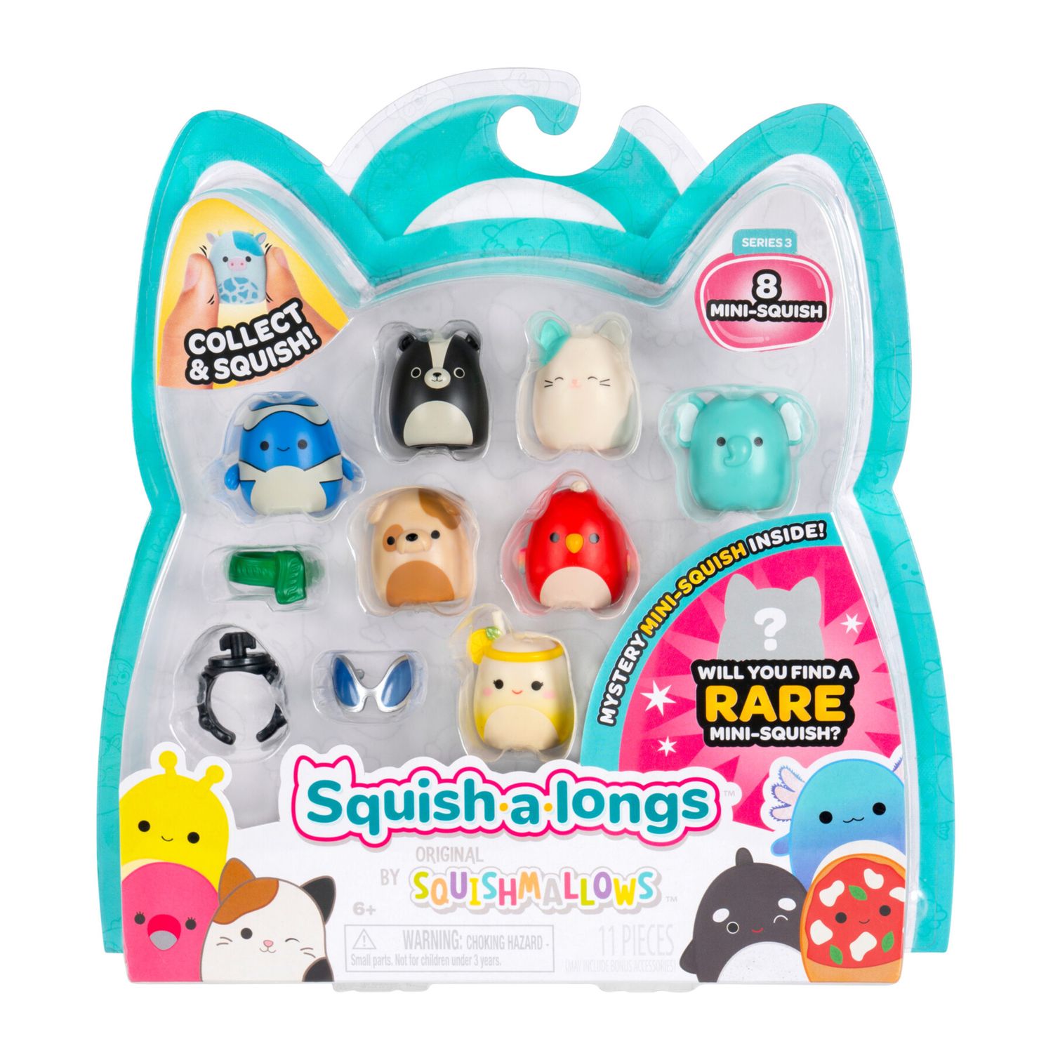 Squish a longs – confezione 8 personaggi + 2 accessori - assortito - SQUISH A LONGS