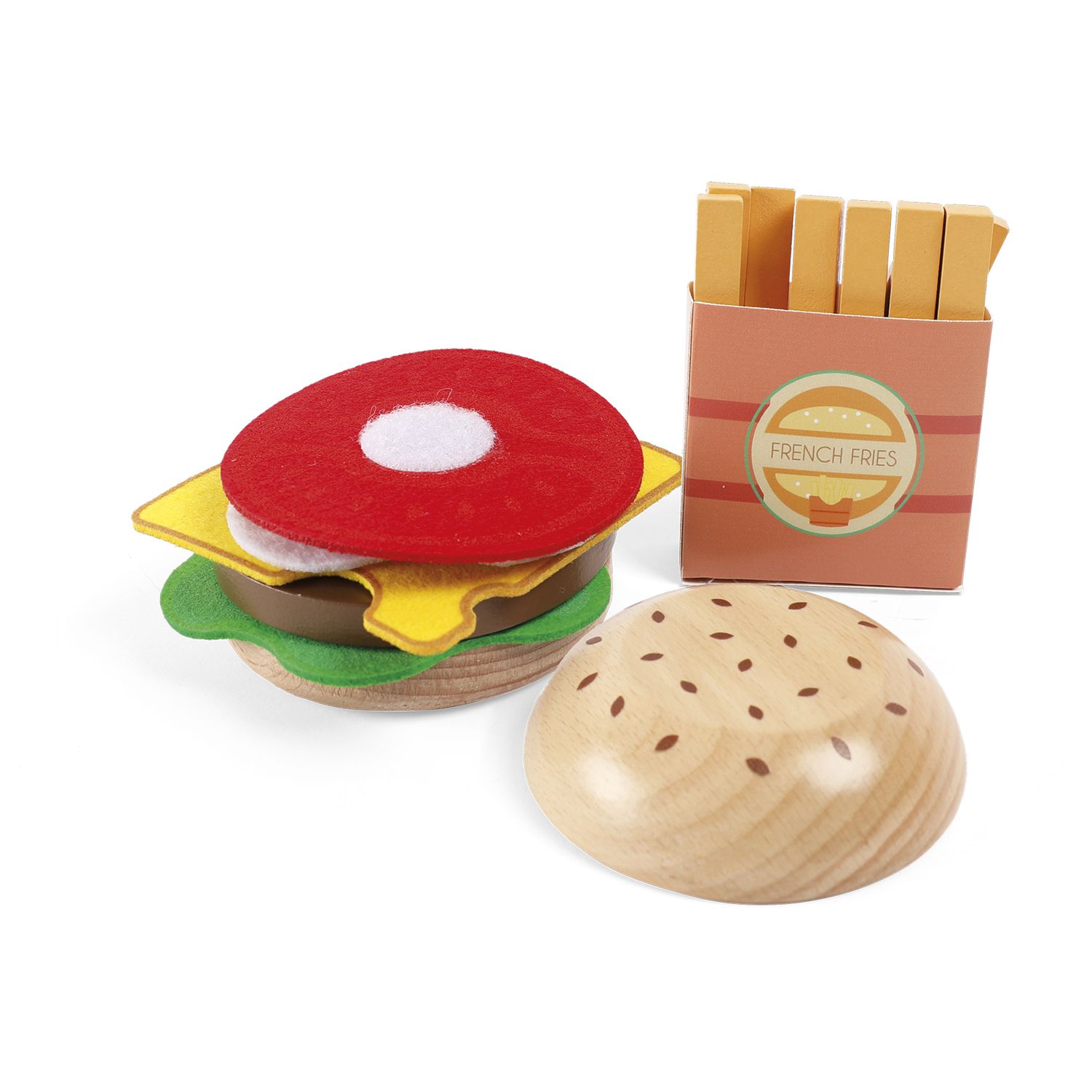 Set gioco hamburger con bibita e patatine per bambini - WOOD 'N' PLAY
