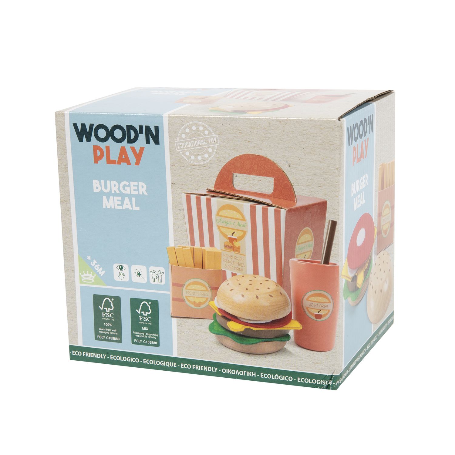 Set gioco hamburger con bibita e patatine per bambini - WOOD 'N' PLAY