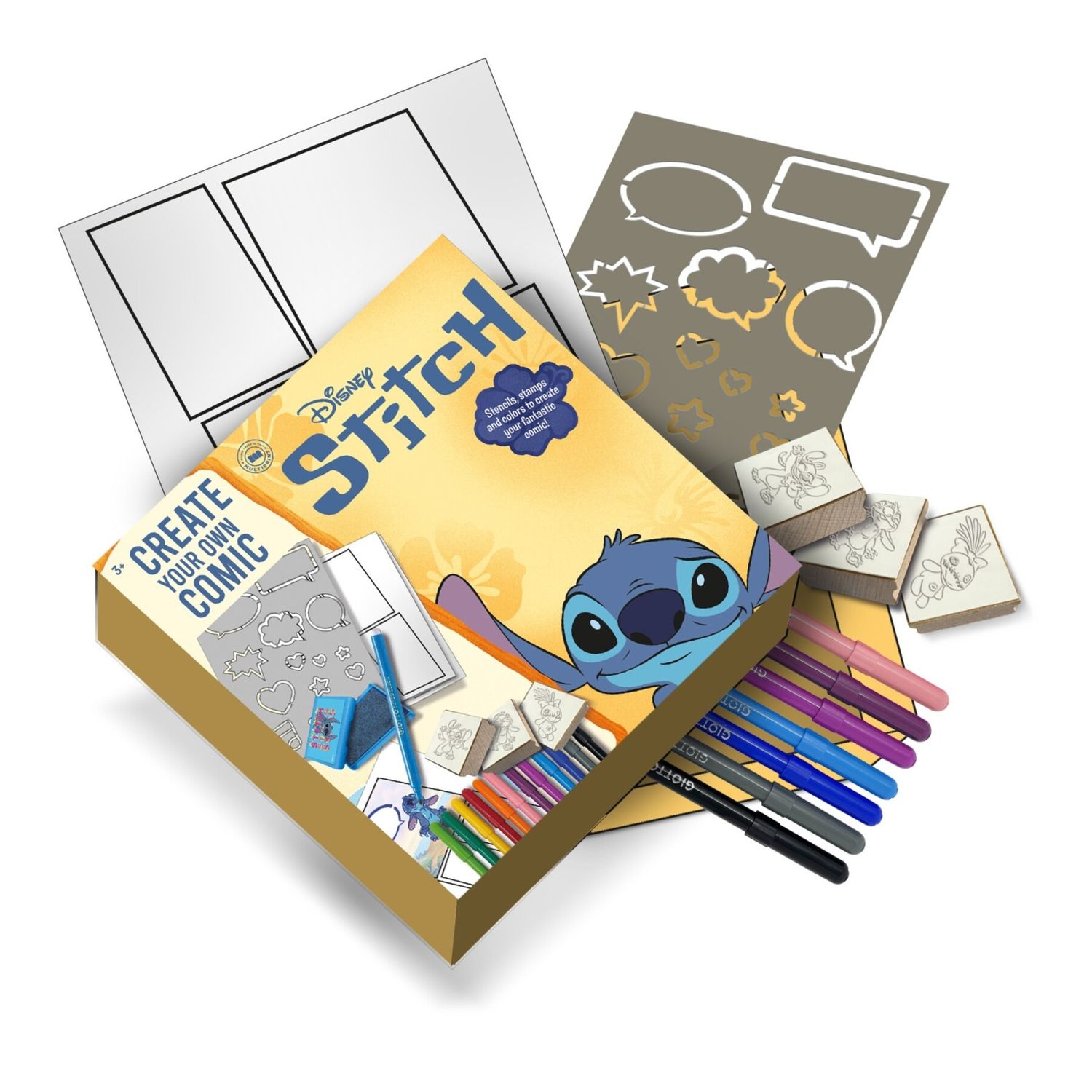 Create your own comic disney stitch con stencil, timbri e pennarelli - Disney Stitch