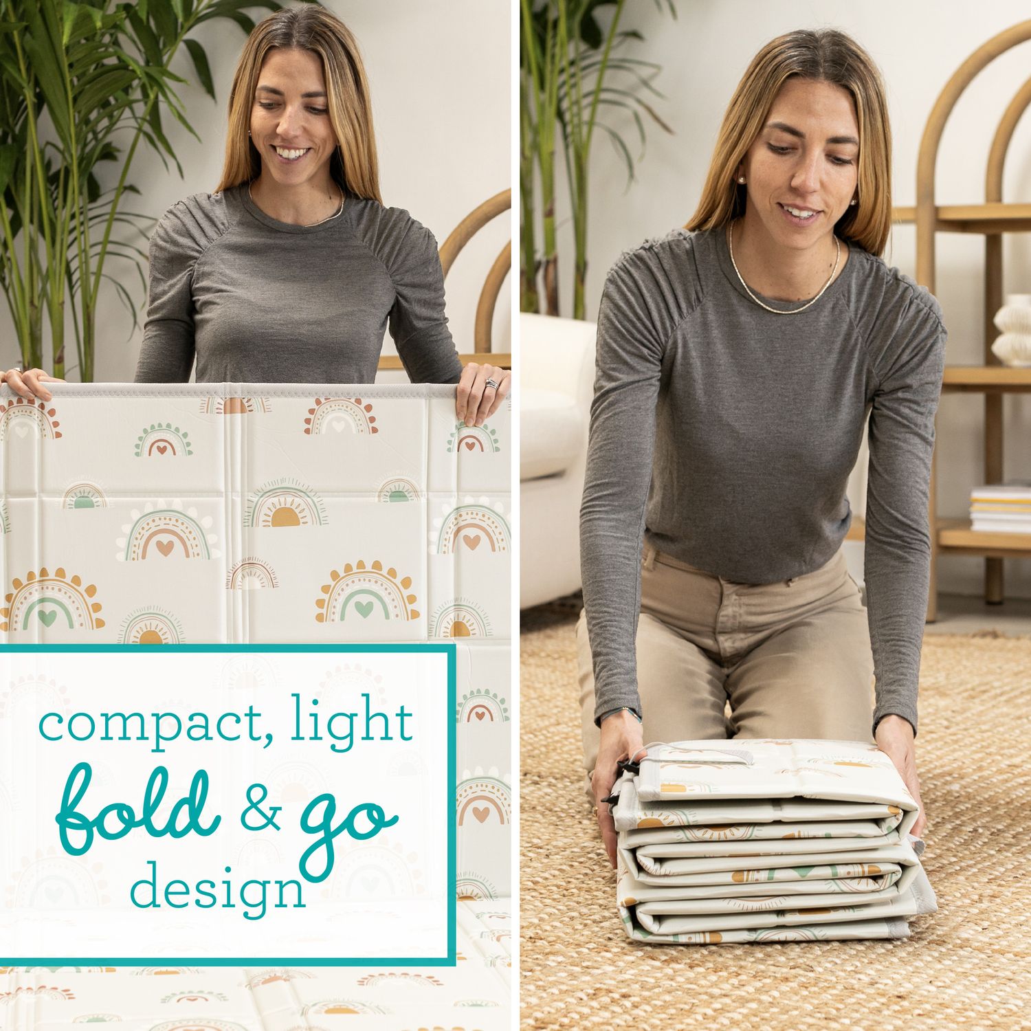 Tappeto morbido pieghevole infantino – reversibile e con bordi rialzabili 146x146 cm - INFANTINO