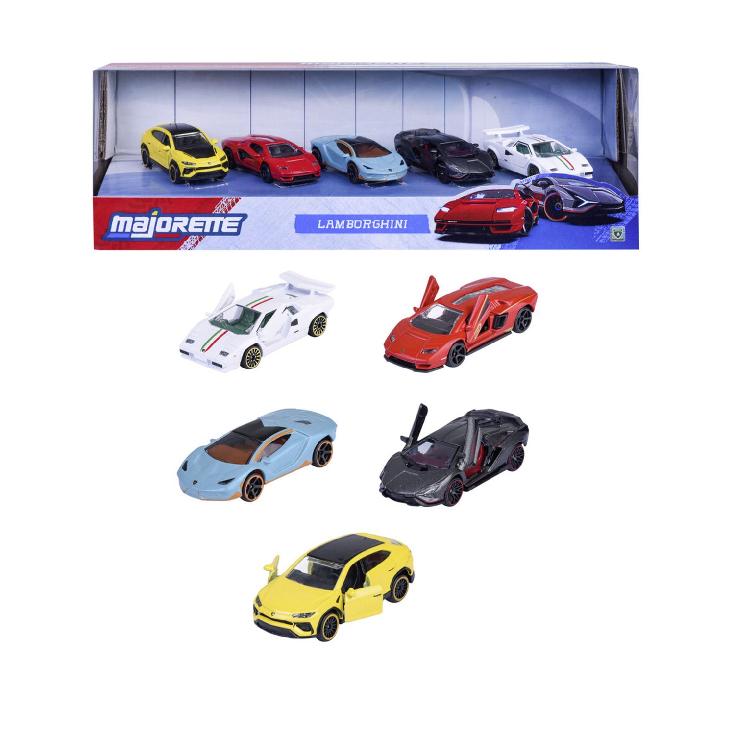 Lamborghini 5 pz giftpack scala 1:61 misura 7,5 cm - MAJORETTE