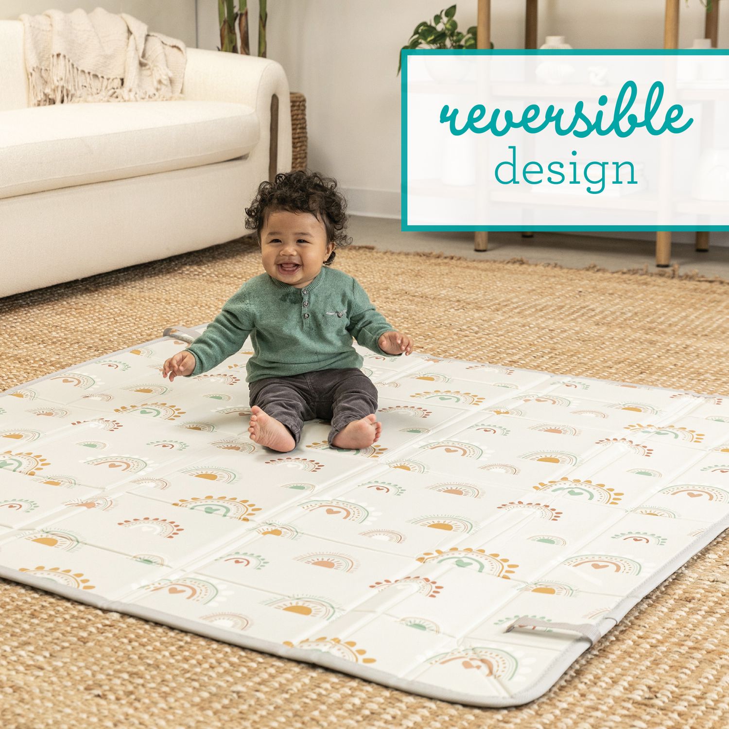 Tappeto morbido pieghevole infantino – reversibile e con bordi rialzabili 146x146 cm - INFANTINO