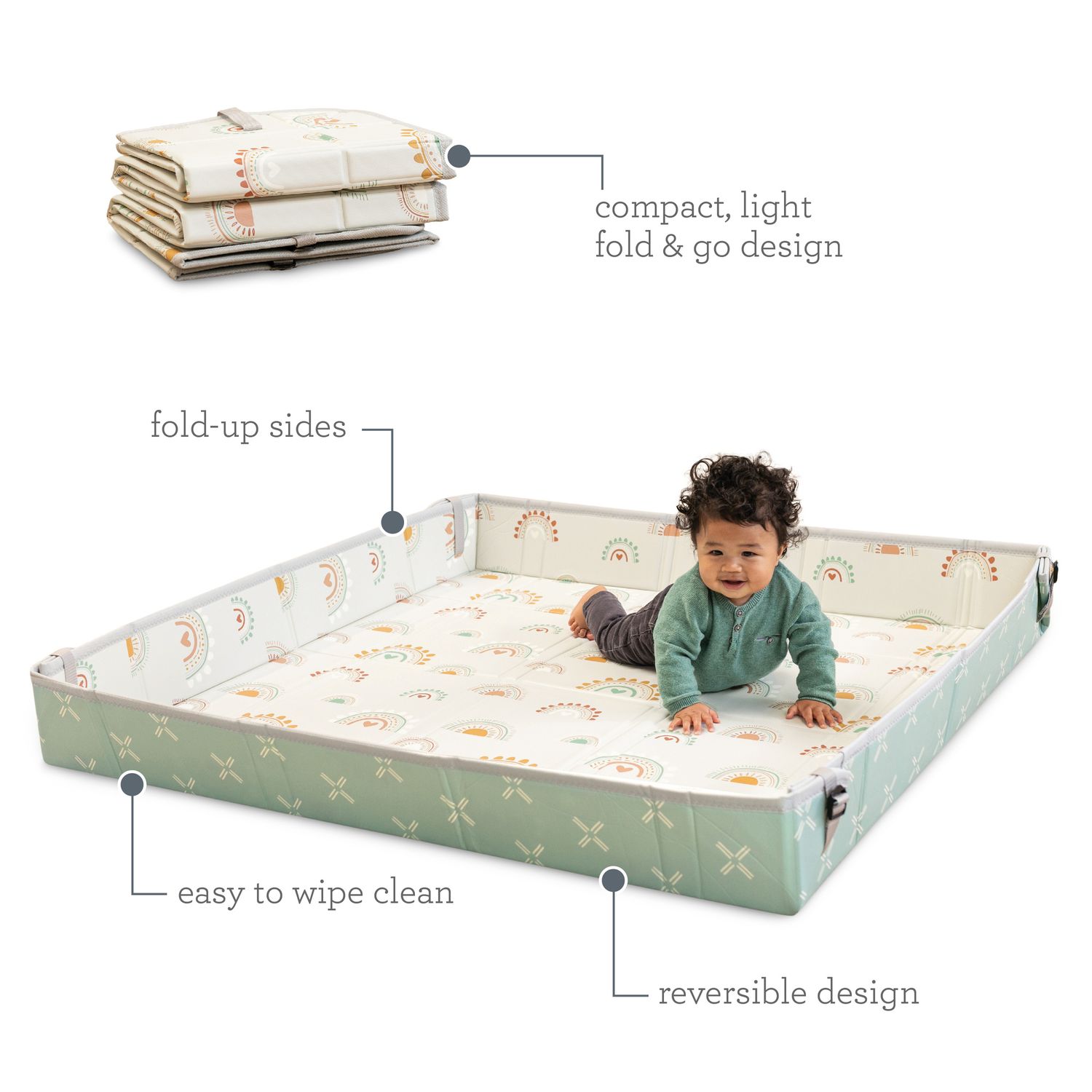 Tappeto morbido pieghevole infantino – reversibile e con bordi rialzabili 146x146 cm - INFANTINO