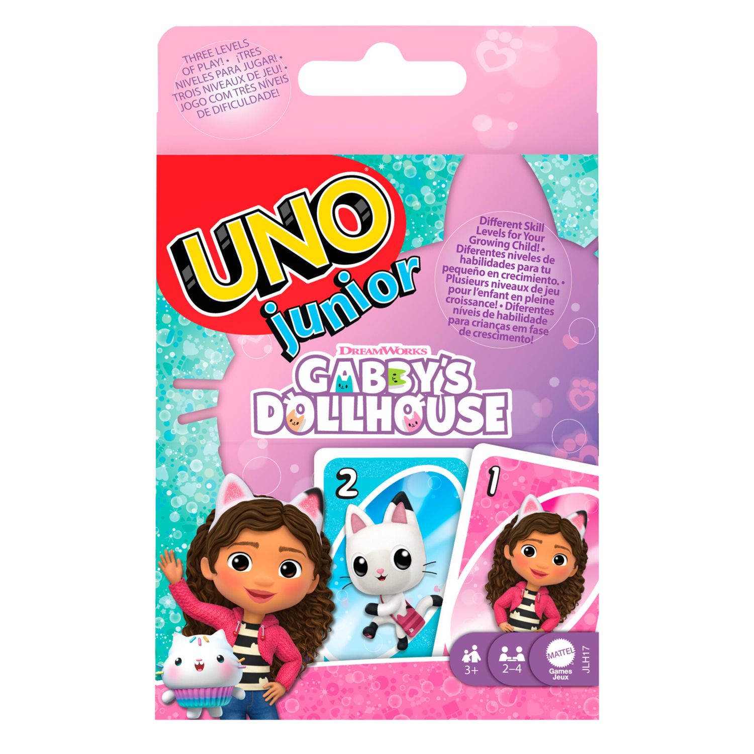Mattel games - uno junior la casa delle bambole di gabby, versione ispirata alla serie dreamworks con le carte dei personaggi più amati - GABBY'S DOLLHOUSE, UNO