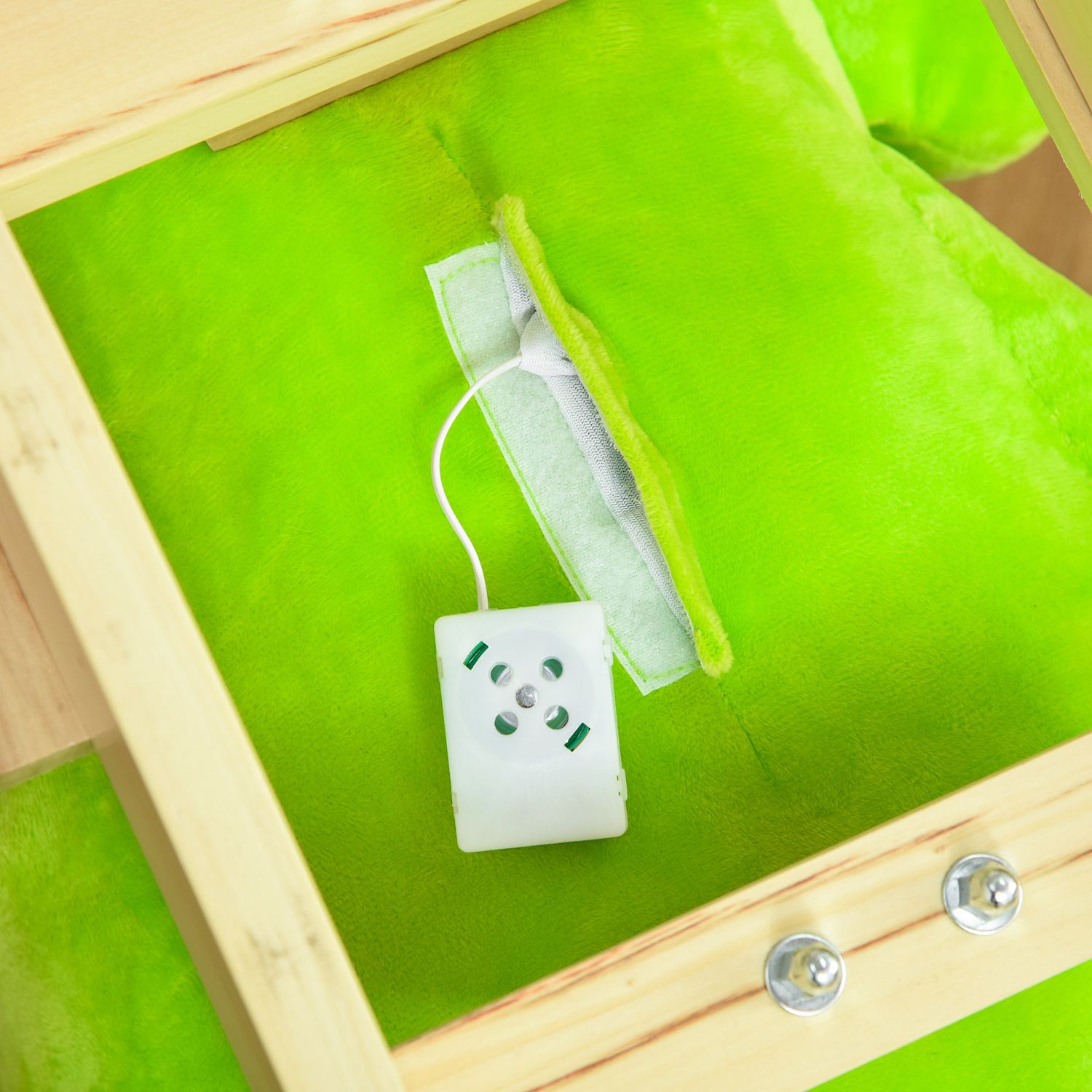 Cavallo a dondolo con ruote, cavalluccio a dondolo a forma di drago per bambini 18-36 mesi, in legno e peluche verde - 