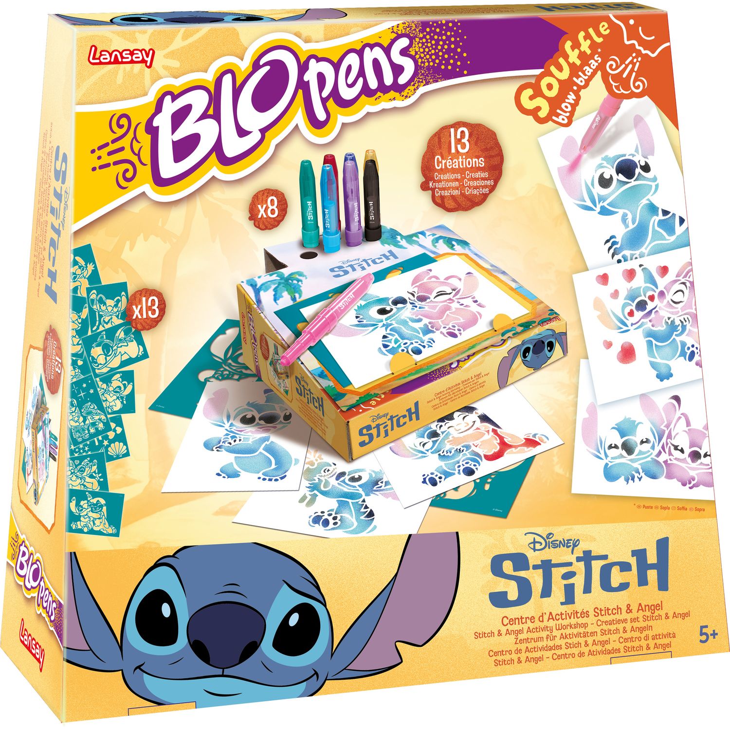 Blopens stitch e angel - set creativo con pochoir e pennarelli ad aria - Disney Stitch