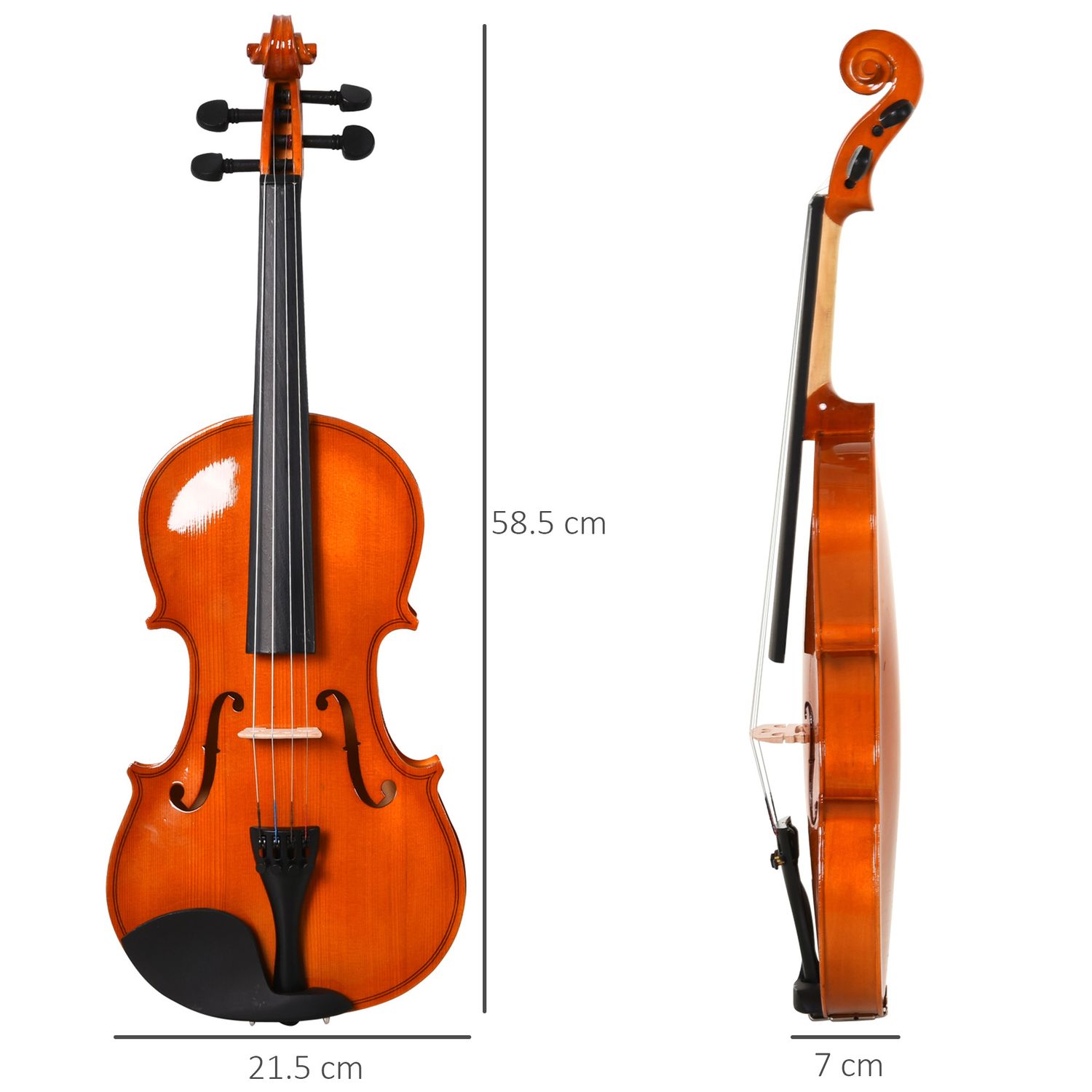Violino 4/4 per adulti con accessori inclusi (custodia, archetto, corde, ponticello, accordatore) 58.5 x 21.5 x 7cm - 