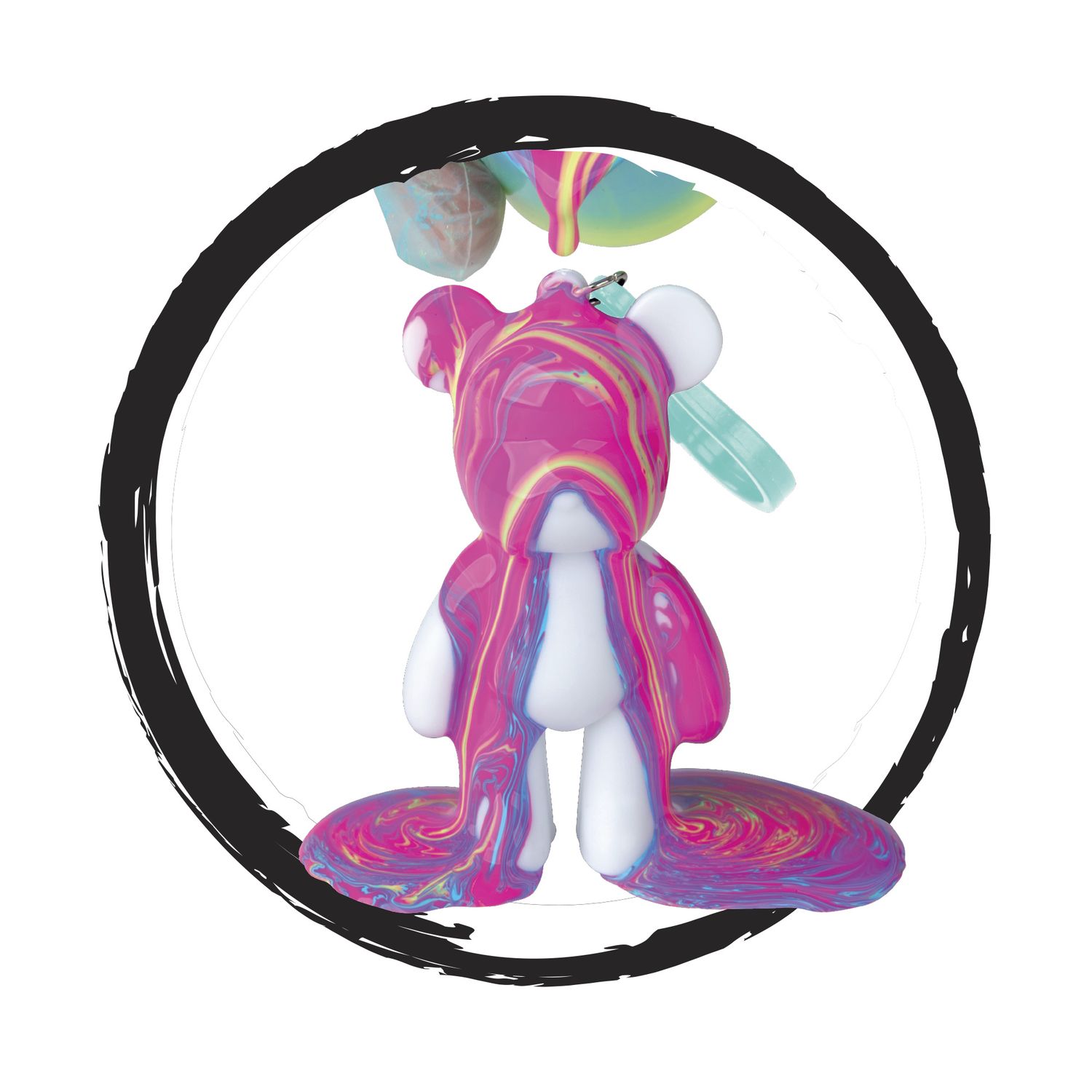 Fluid art kit portachiavi – 2 orsetti da decorare con colori acrilici - CREA MANIA