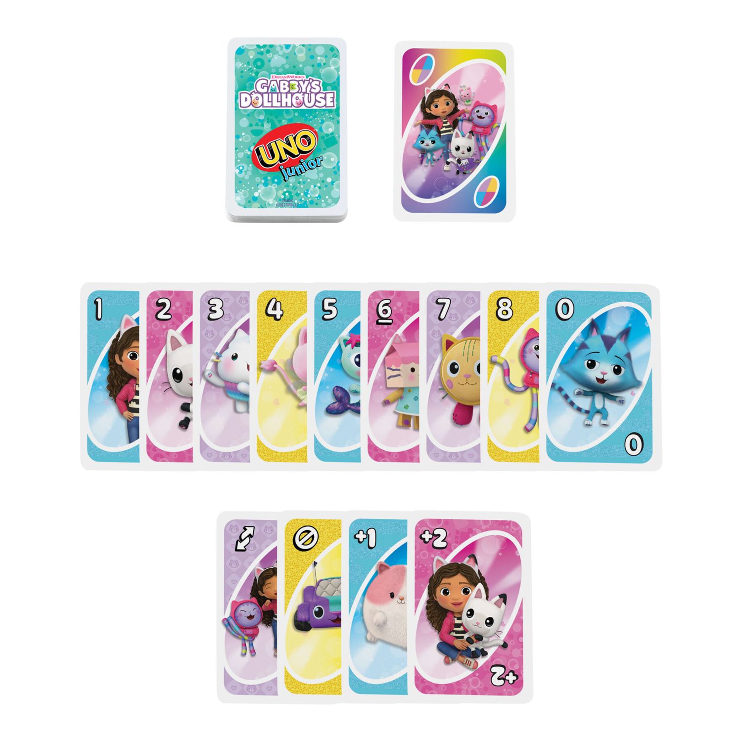 Mattel games - uno junior la casa delle bambole di gabby, versione ispirata alla serie dreamworks con le carte dei personaggi più amati - GABBY'S DOLLHOUSE, UNO