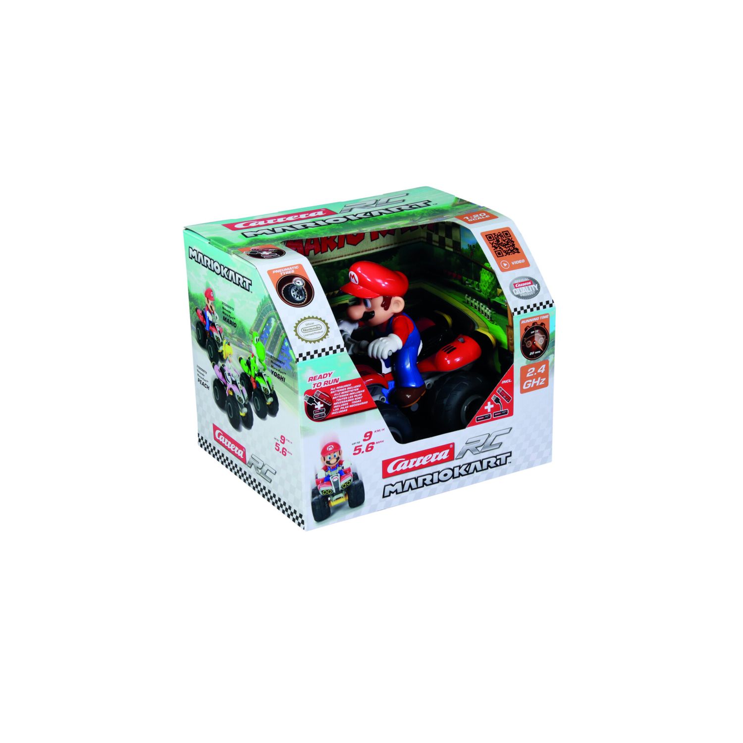 Mario kart quad radiocomandato 1:20 con batteria usb - carrera rc - CARRERA, Super Mario