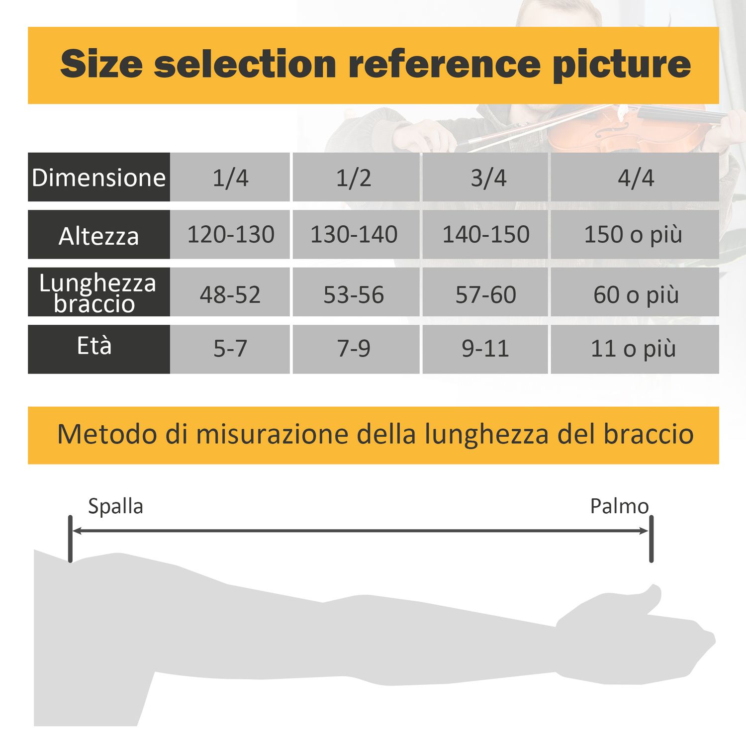 Violino 4/4 per adulti con accessori inclusi (custodia, archetto, corde, ponticello, accordatore) 58.5 x 21.5 x 7cm - 