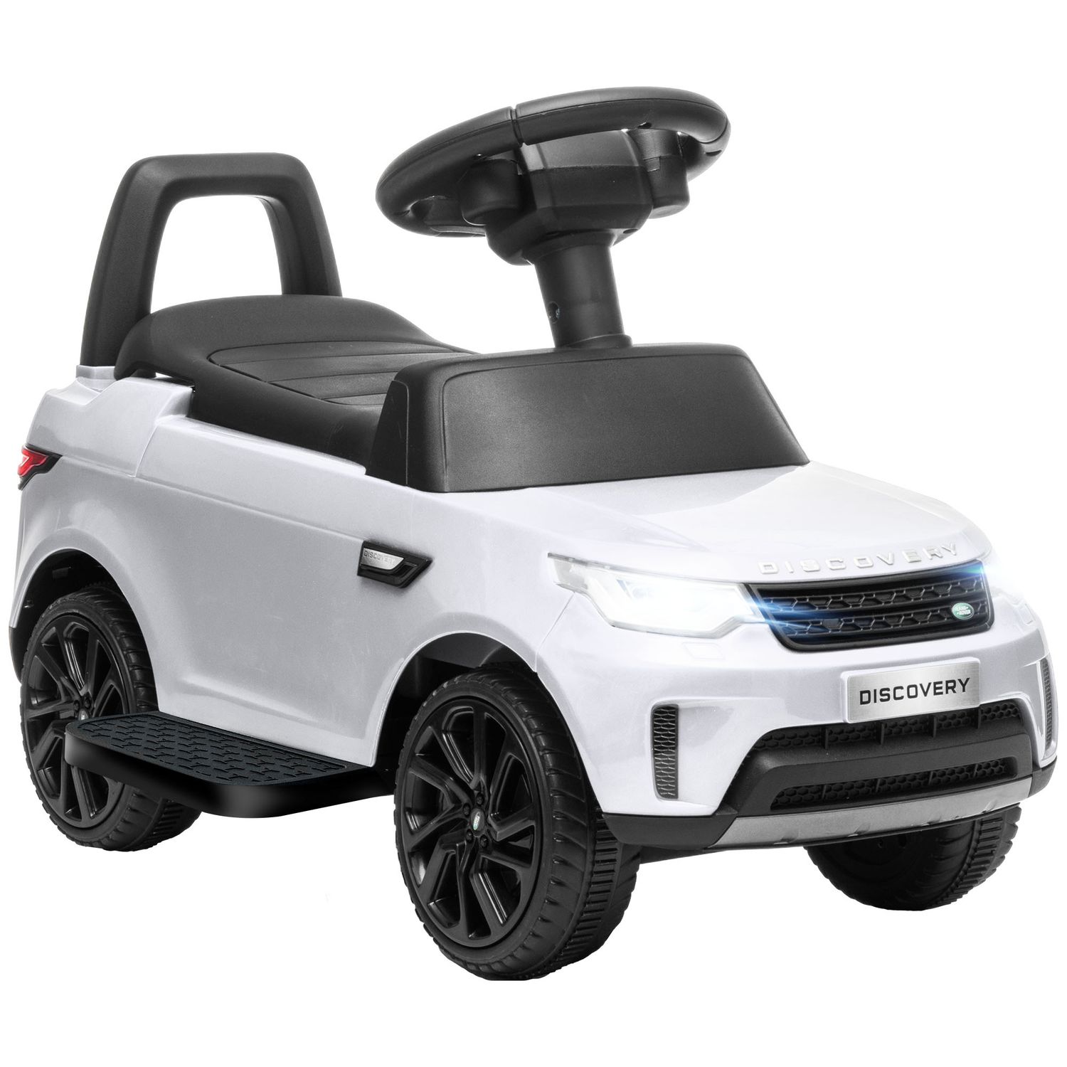Macchina per bambini con licenza land rover 6v, funzionamento elettrico e a spinta, velocità 3km/h, bianco - 