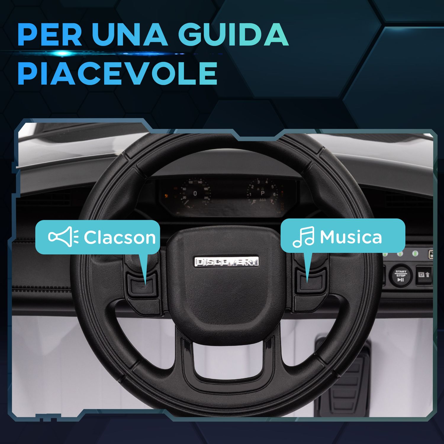 Macchina elettrica per bambini a licenza land rover con fari, clacson e cintura,106x65.5x51 cm, bianco - 