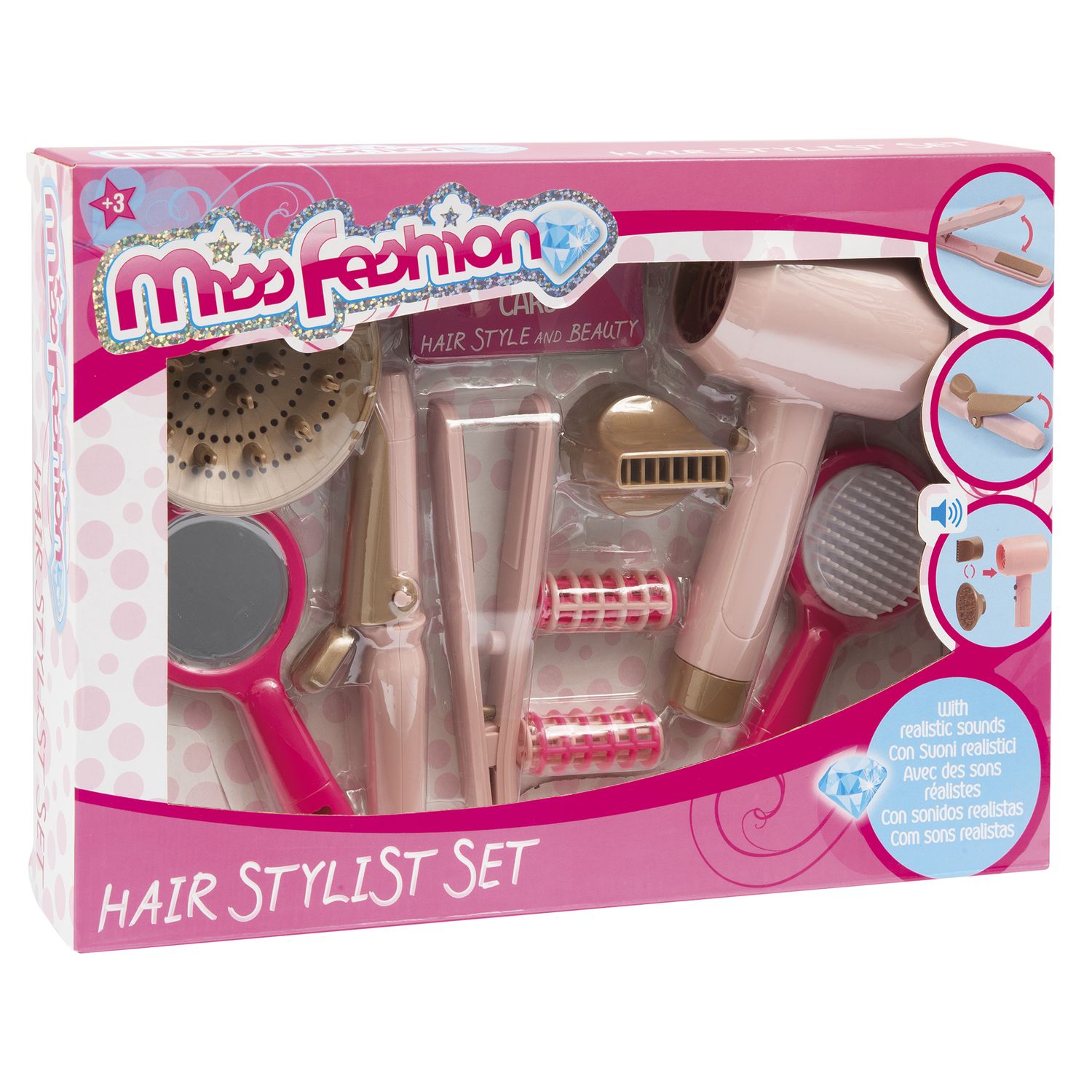 Set parrucchiera – gioco di ruolo con phon e accessori - MISS FASHION