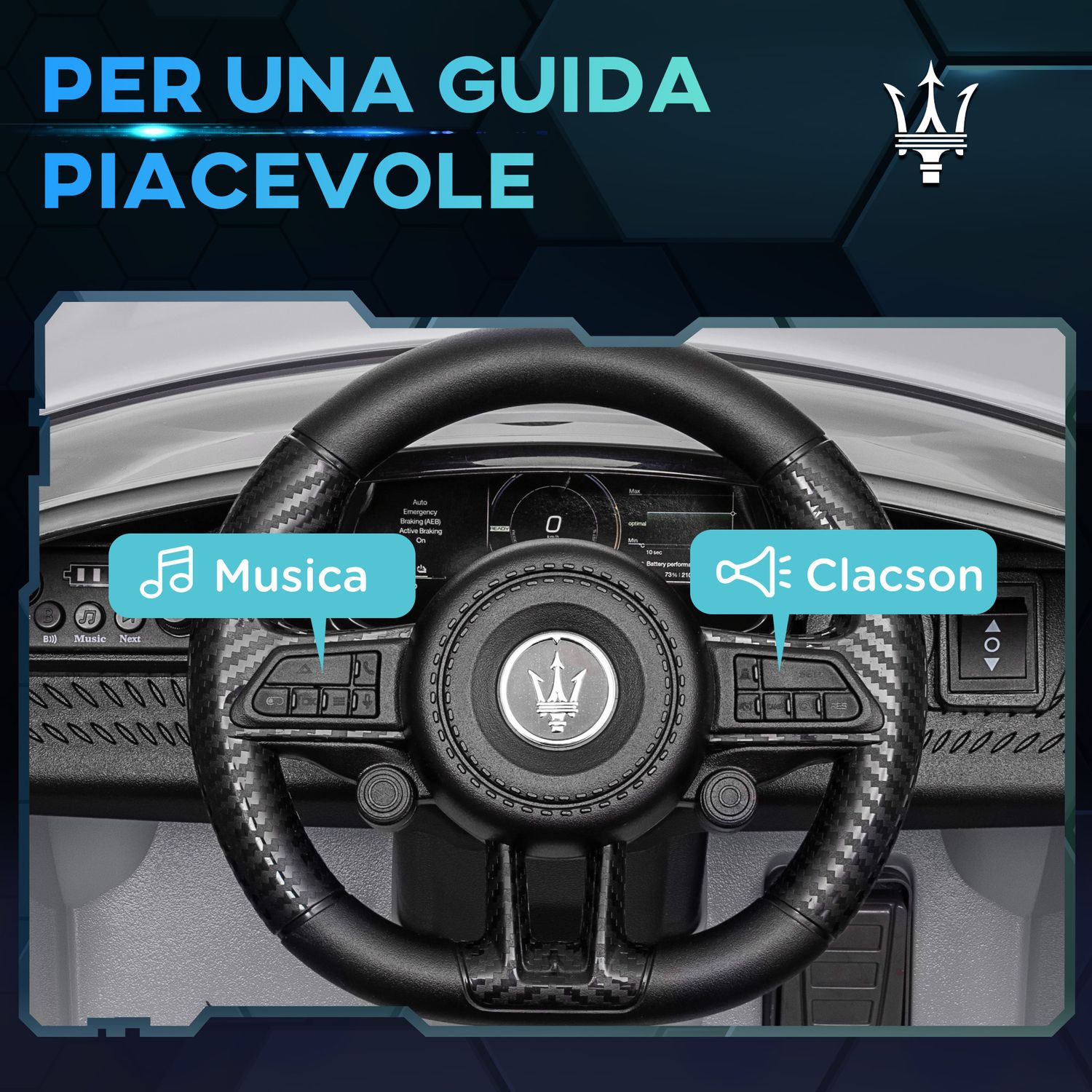 Macchina per bambini 12v maserati gran turismo folgore con telecomando, età 3-5 anni, grigio - 